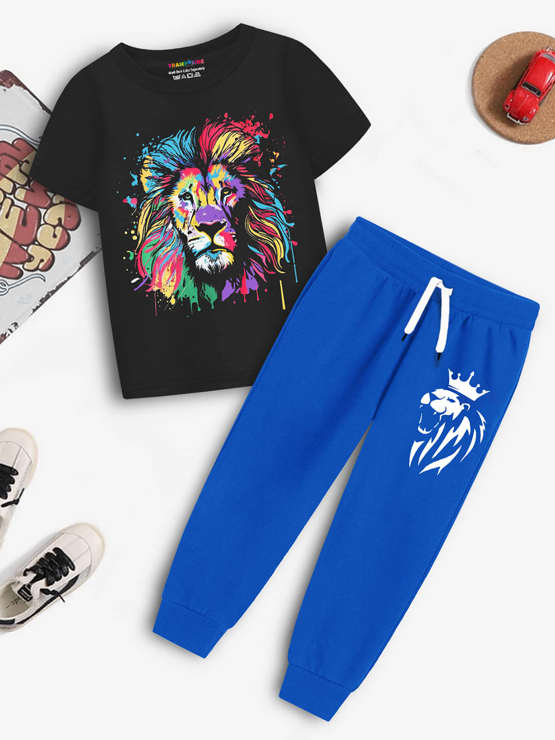     			Trampoline Pack of 1 Boys Cotton Blend T-Shirt & Trackpants Set ( Multicolor )