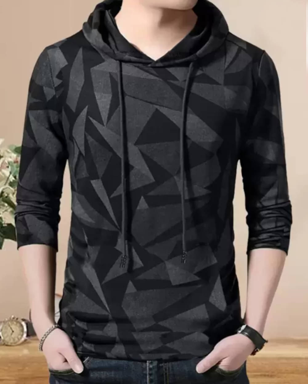 Try This Cotton Blend Regular Fit Printed Full Sleeves Men's Hooded T-Shirt - Black ( Pack of 1 ) Try This Cotton Blend Regular Fit Printed Full Sleeves Men's Hooded T-Shirt - Black ( Pack of 1 )