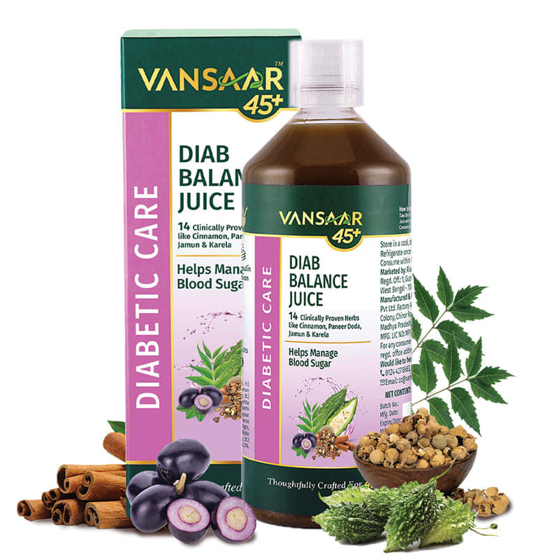 Vansaar 45+ Diabetes Care Juice with 14 Herbs like Karela, Neem, Jamun, Cinnamon & More-1.5 L Vansaar 45+ Diabetes Care Juice with 14 Herbs like Karela, Neem, Jamun, Cinnamon & More-1.5 L