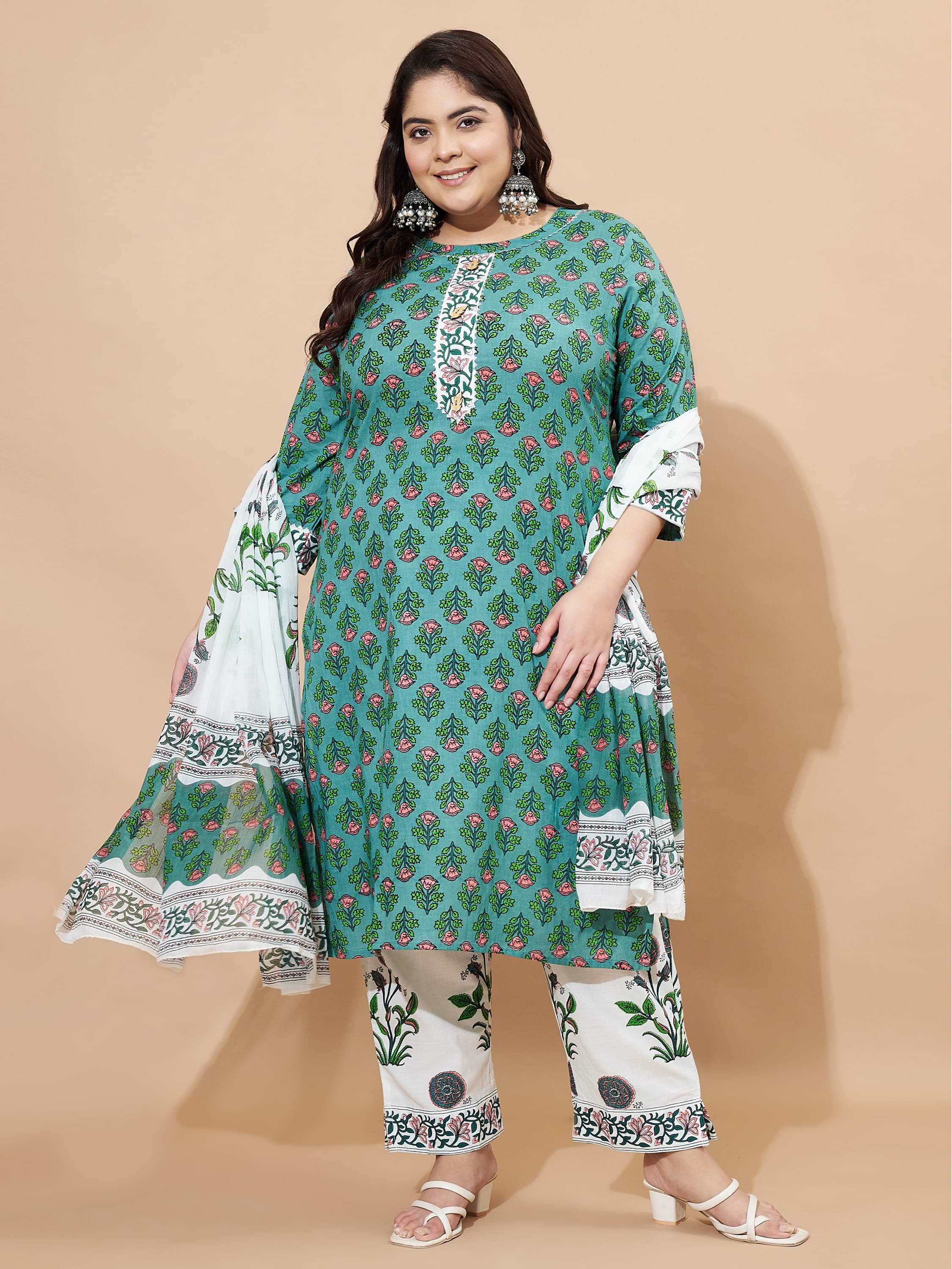 Vbuyz Cotton Blend Printed Kurti With Pants Women's Stitched Salwar Suit - Green ( Pack of 1 ) Vbuyz Cotton Blend Printed Kurti With Pants Women's Stitched Salwar Suit - Green ( Pack of 1 )