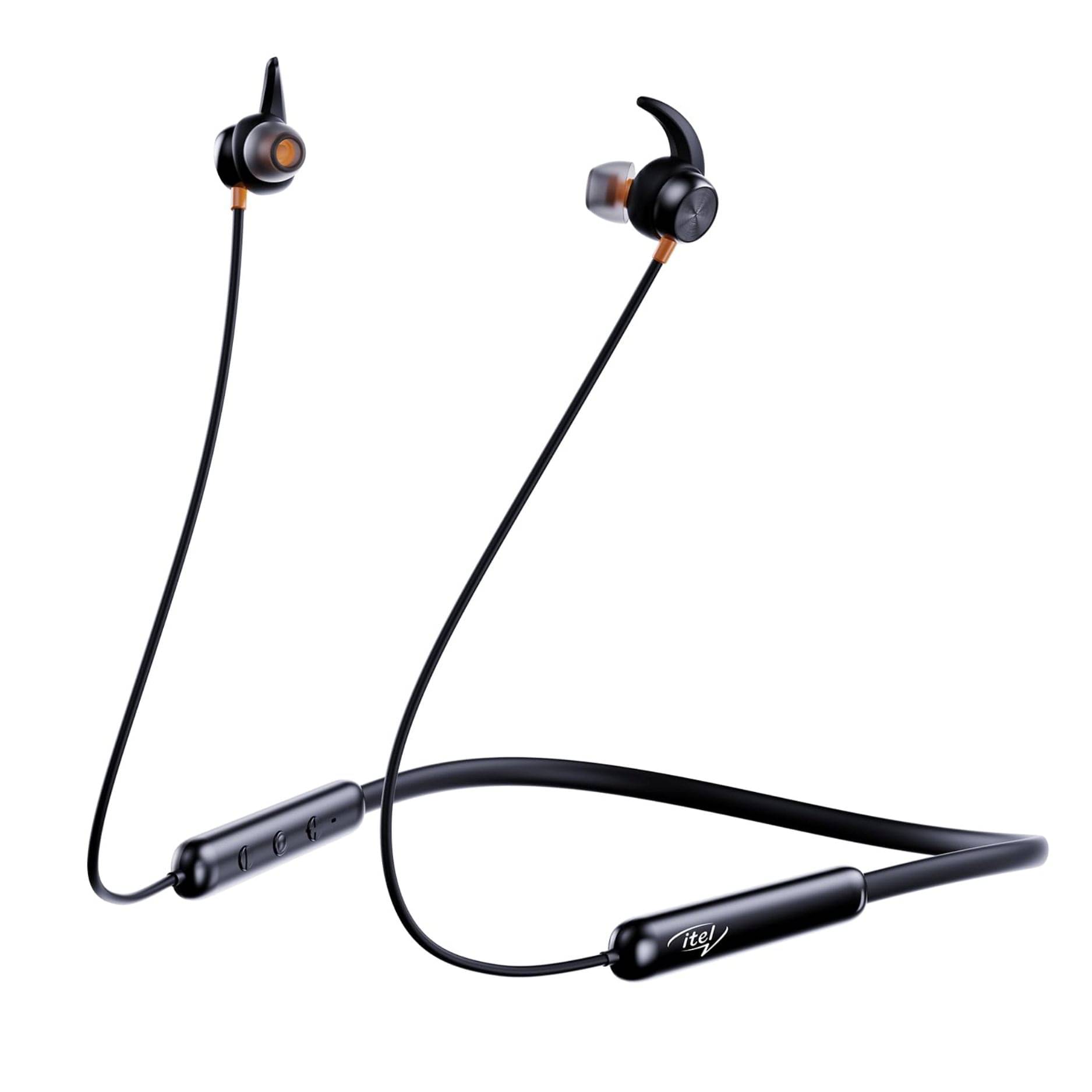     			itel In-the-ear Bluetooth Headset with Upto 20h Talktime Noise Cancellation - Black