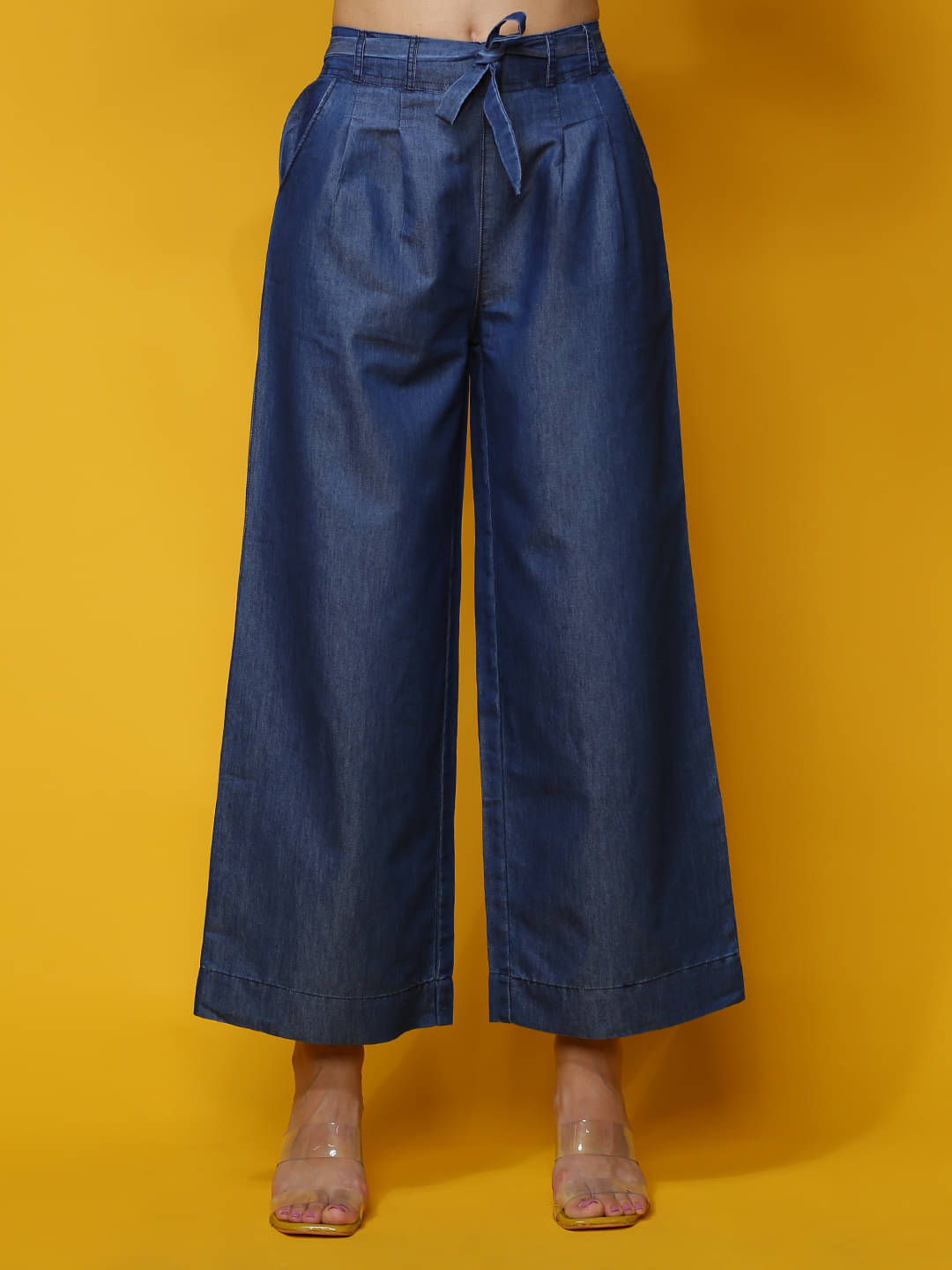     			novio Navy Denim Wide leg Women's Palazzos ( Pack of 1 )