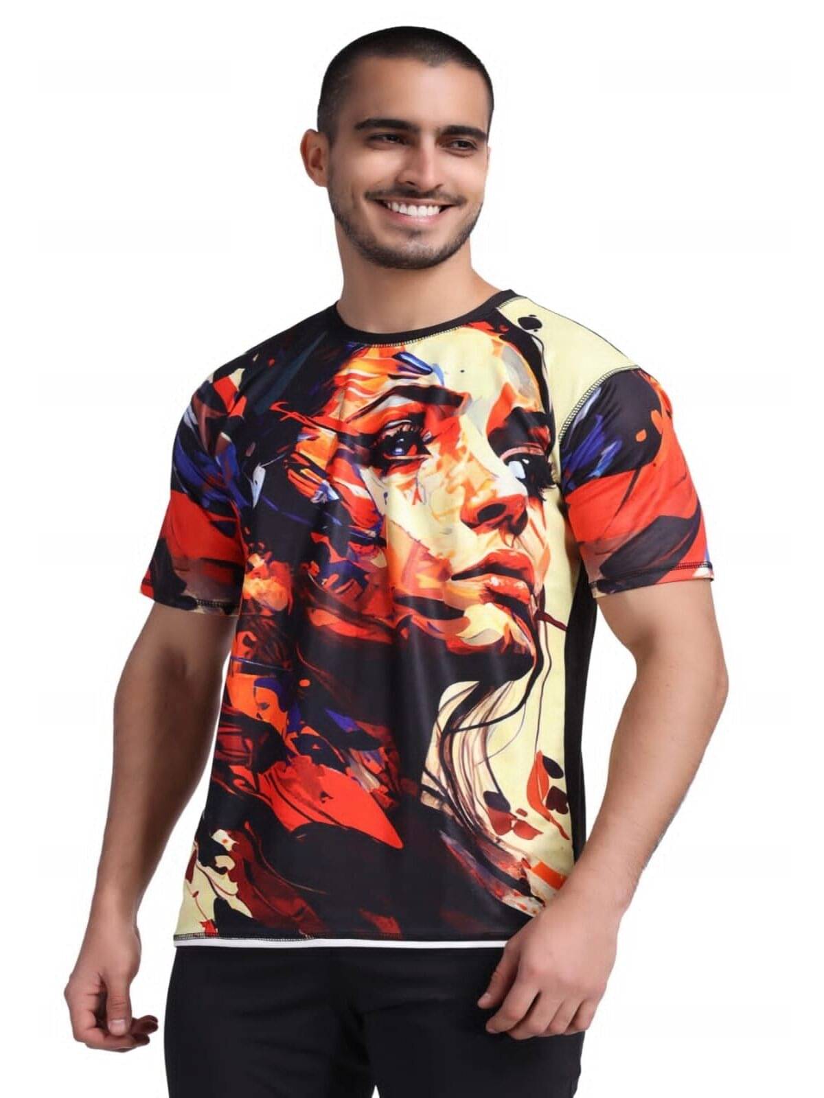 yellow tree Polyester Regular Fit Printed Half Sleeves Men's Round T-Shirt - Multicolor ( Pack of 1 ) yellow tree Polyester Regular Fit Printed Half Sleeves Men's Round T-Shirt - Multicolor ( Pack of 1 )
