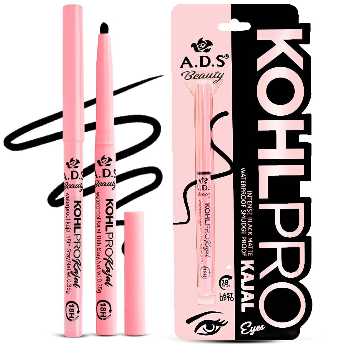     			ADS Pink Matte Kajal 2 g Pencil ( Pack of 2 )
