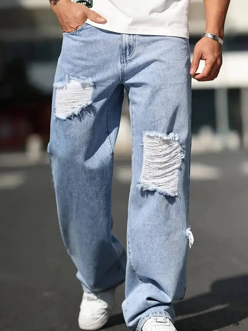 ARBIA FUNKI Relaxed Distressed Men's Jeans - Light Blue ( Pack of 1 ) - Jeans | Buy online on ZillyBuy