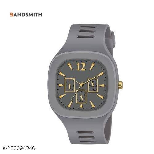     			BANDSMITH Light Grey PU Digital Men's Watch