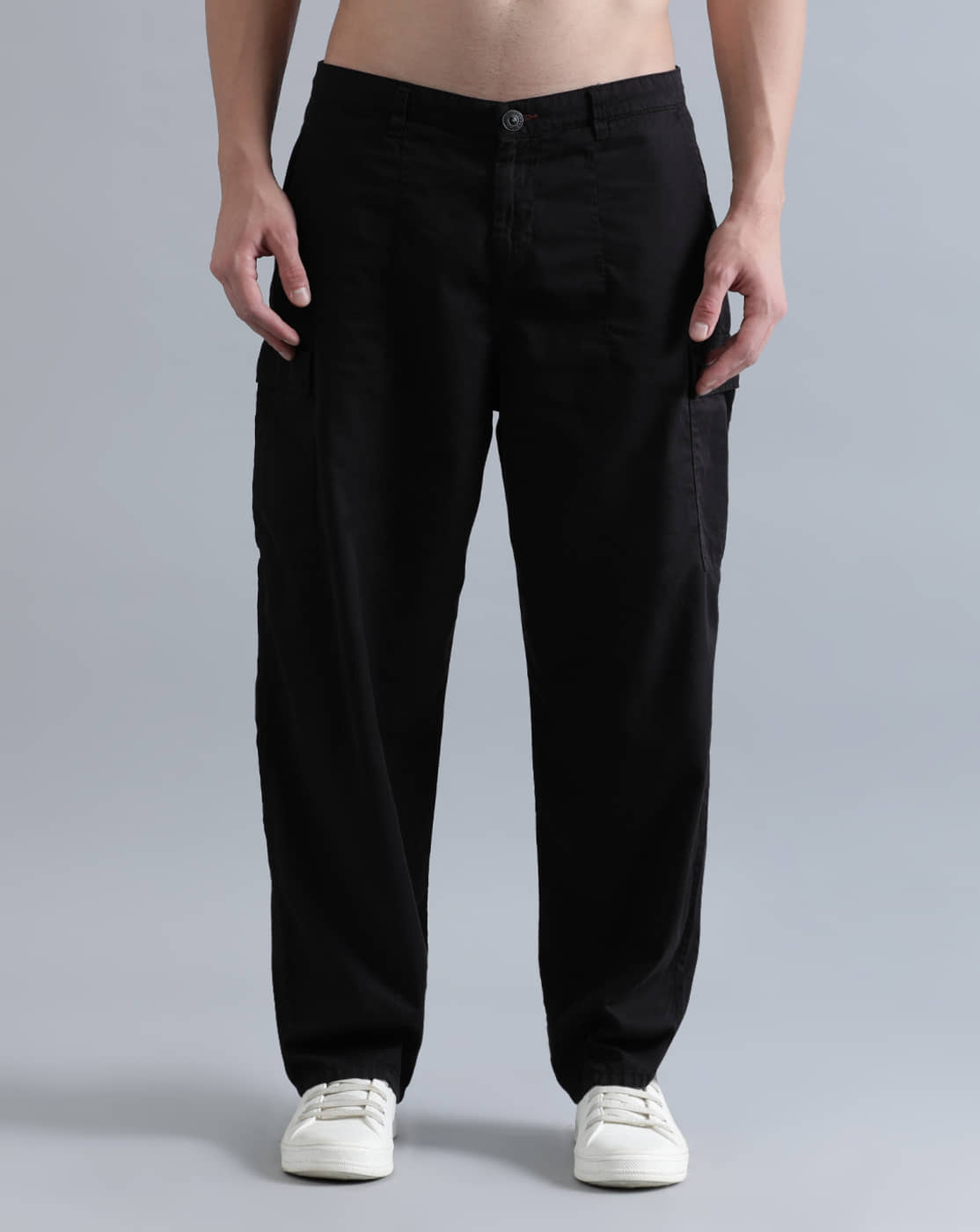 Bene Kleed Men Loose Balloon Fit Cotton Cargos Trousers - Trousers | Buy online on ZillyBuy