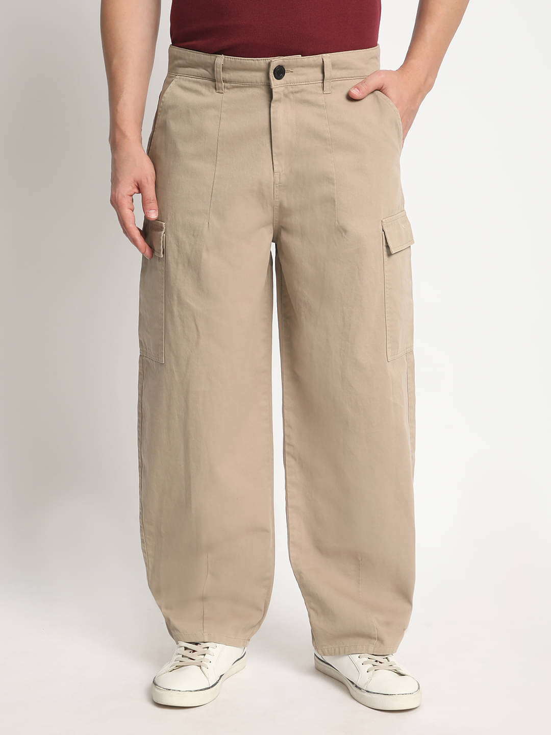     			Bene Kleed Men Cotton Loose Balloon Fit Cargos Trousers