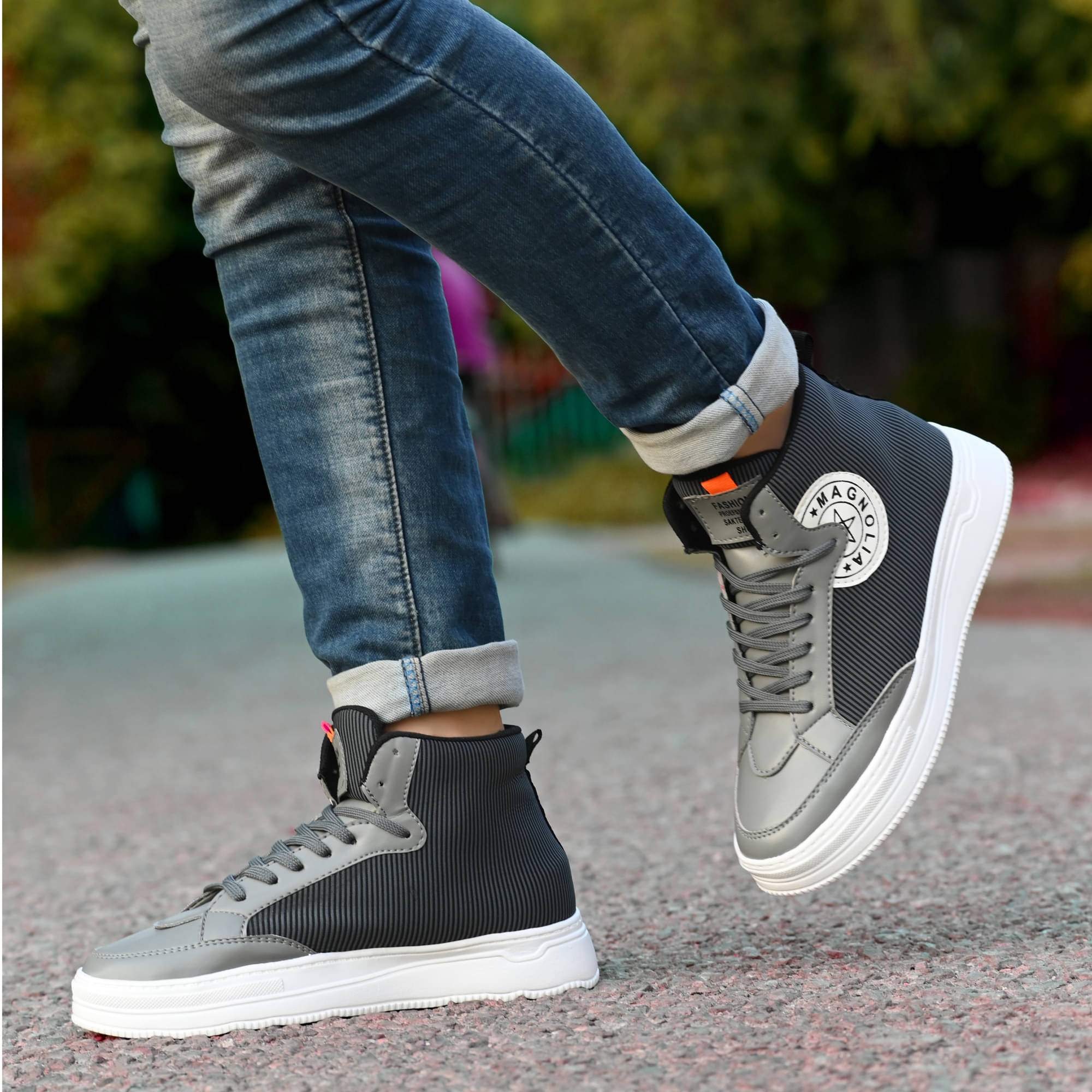     			Brainer Grey Men's High Tops Shoes