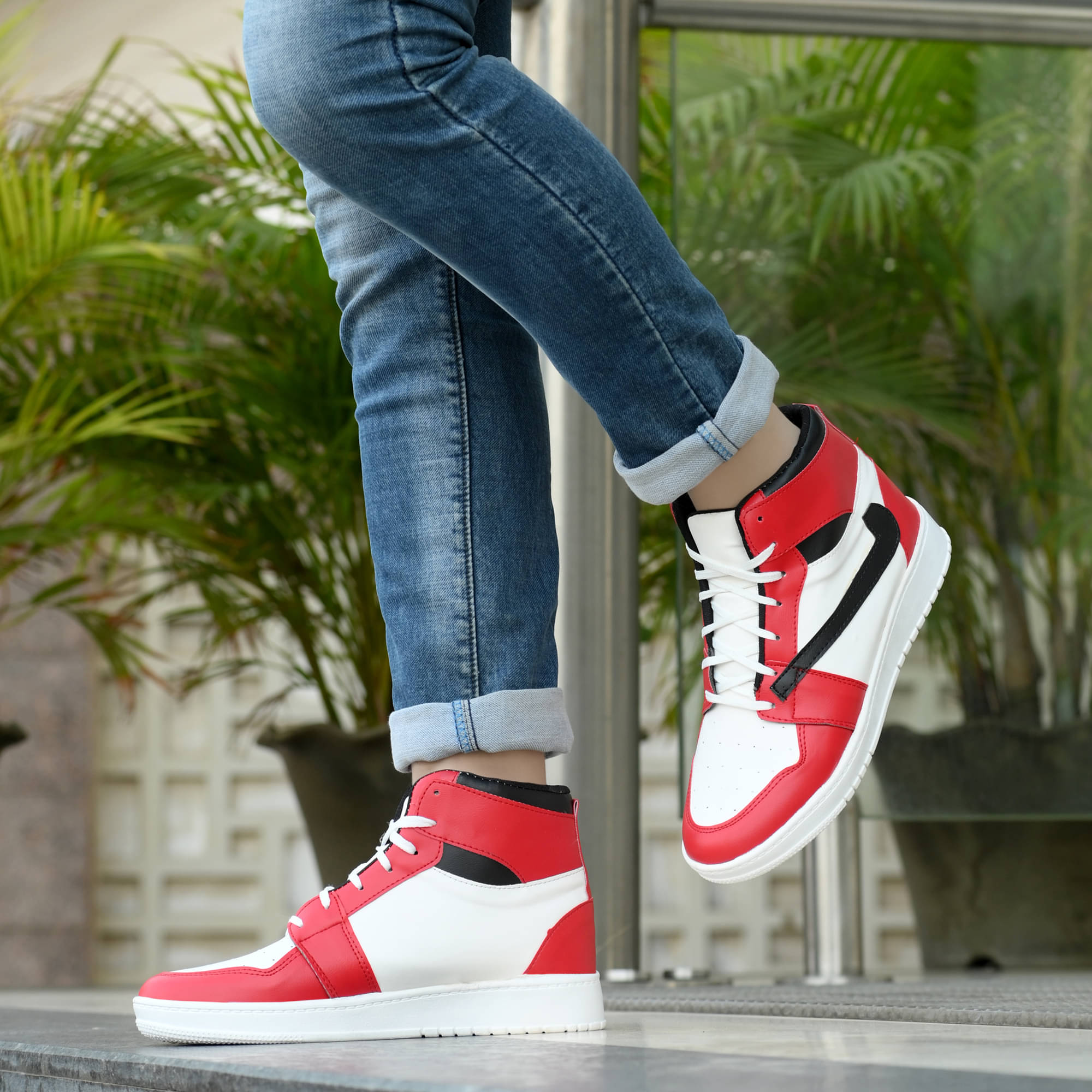     			Brainer Red Men's High Tops Shoes
