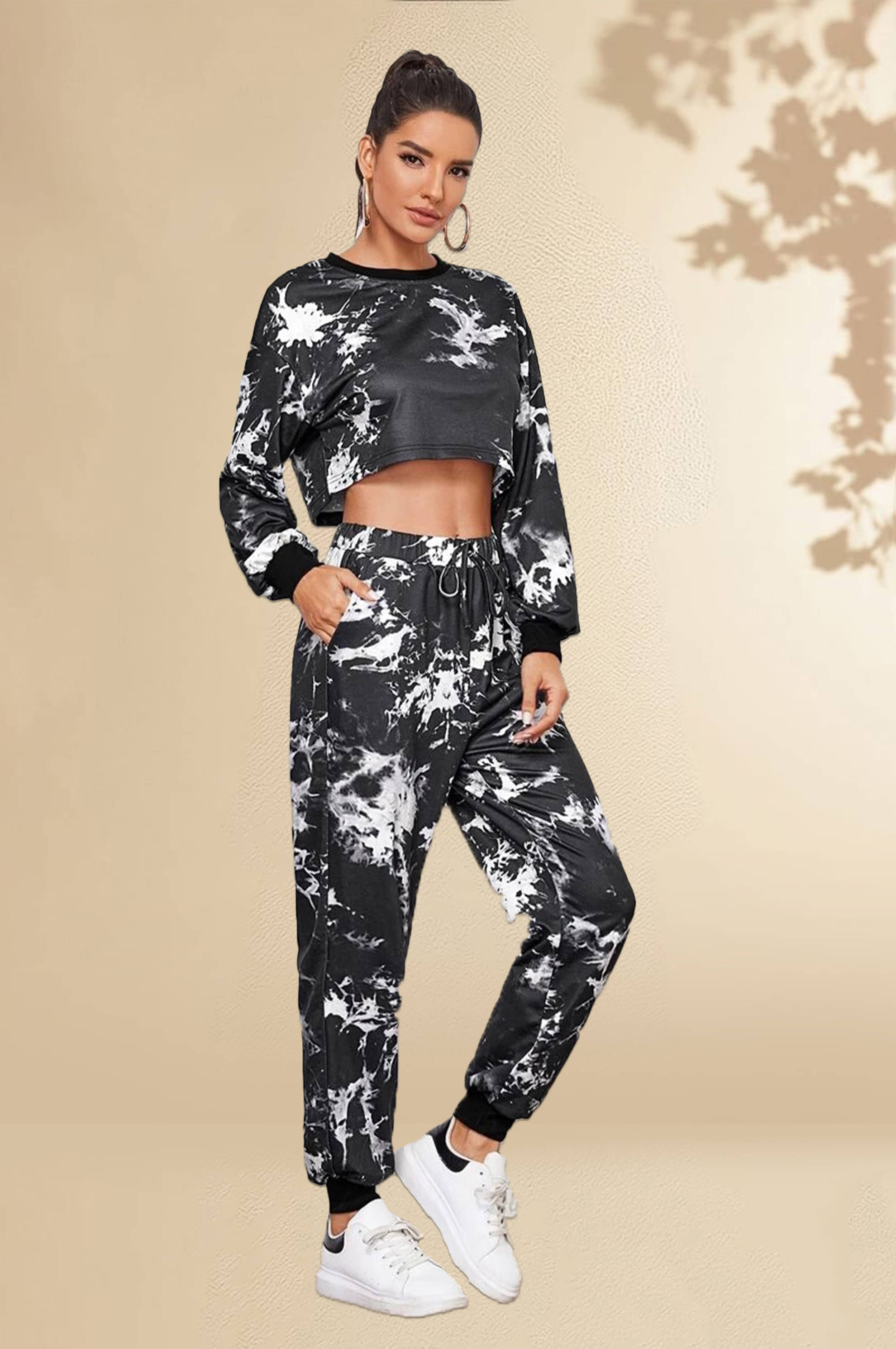     			DTR FASHION Black Cotton Blend Dyed Tracksuit - Pack of 1
