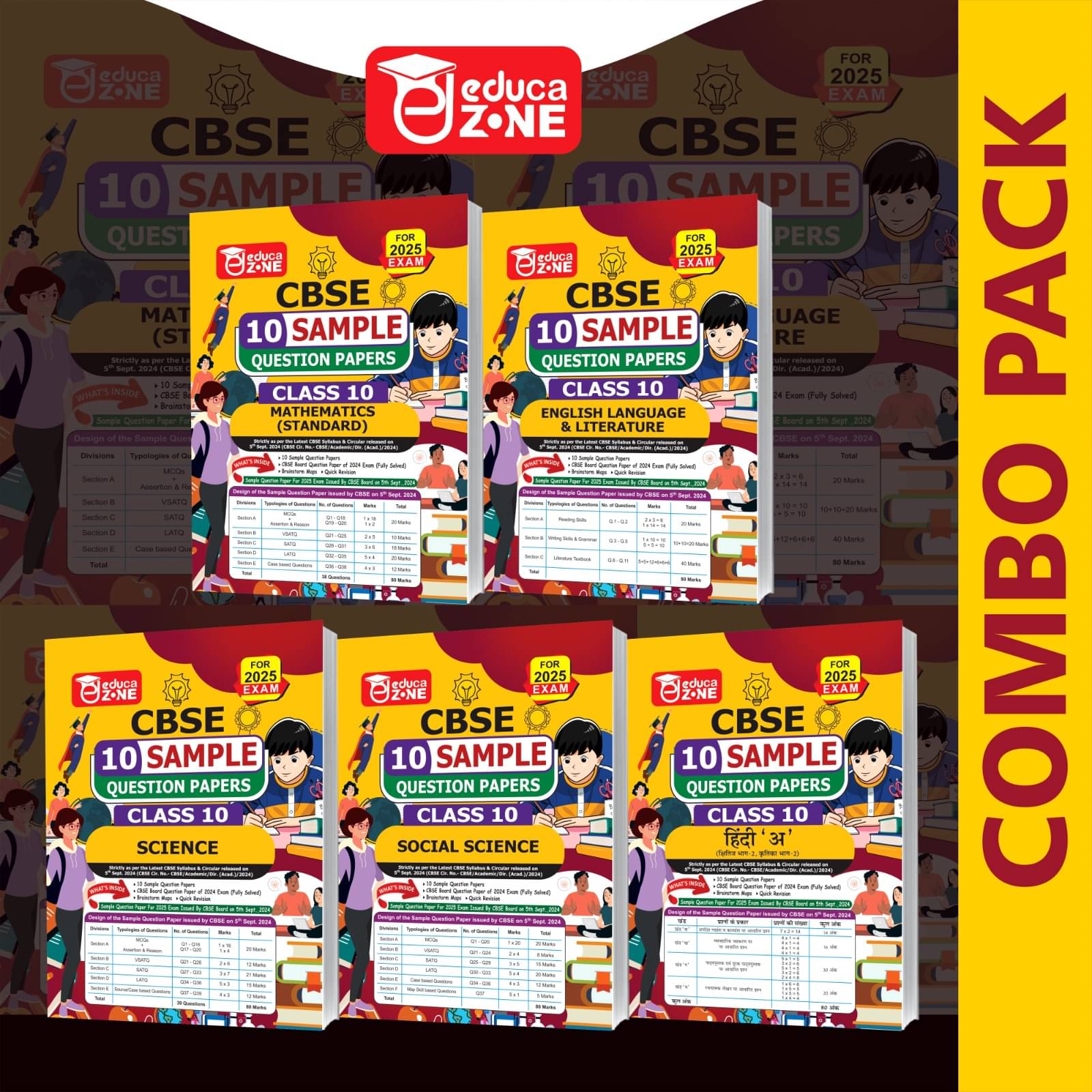     			EDUCAZONE CBSE Class 10 Sample Question Papers Combo Pack Book For 2025 Exam