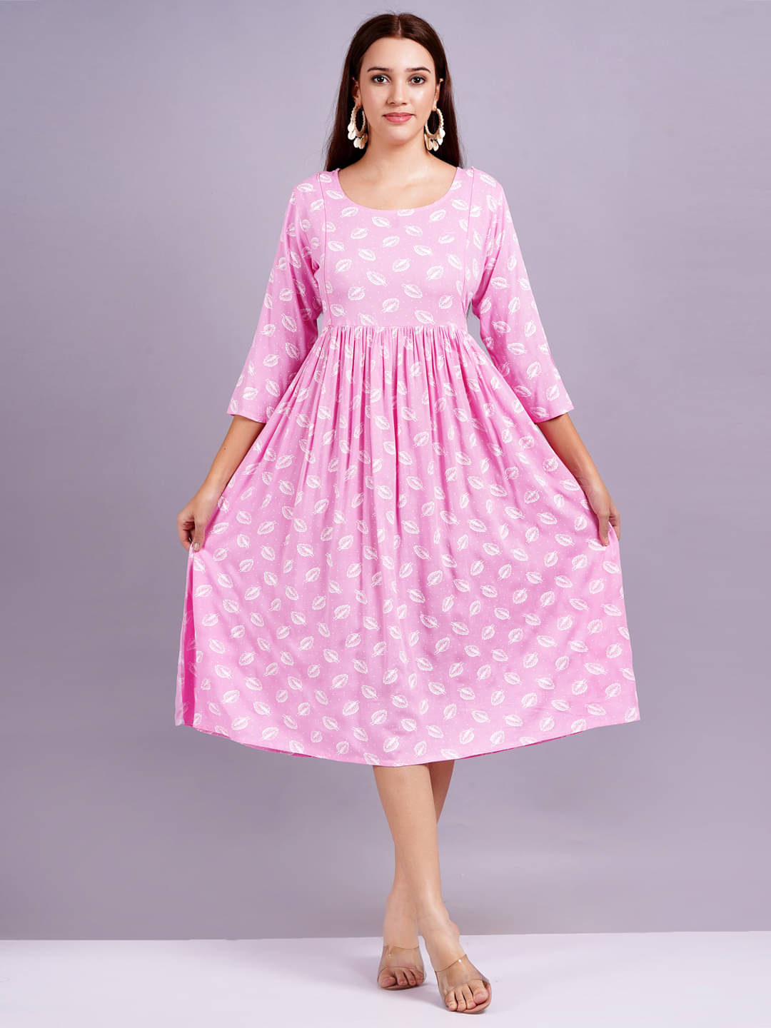 HIGHLIGHT FASHION EXPORT Pink Viscose Women's Maternity Dress ( Pack of 1 ) HIGHLIGHT FASHION EXPORT Pink Viscose Women's Maternity Dress ( Pack of 1 )