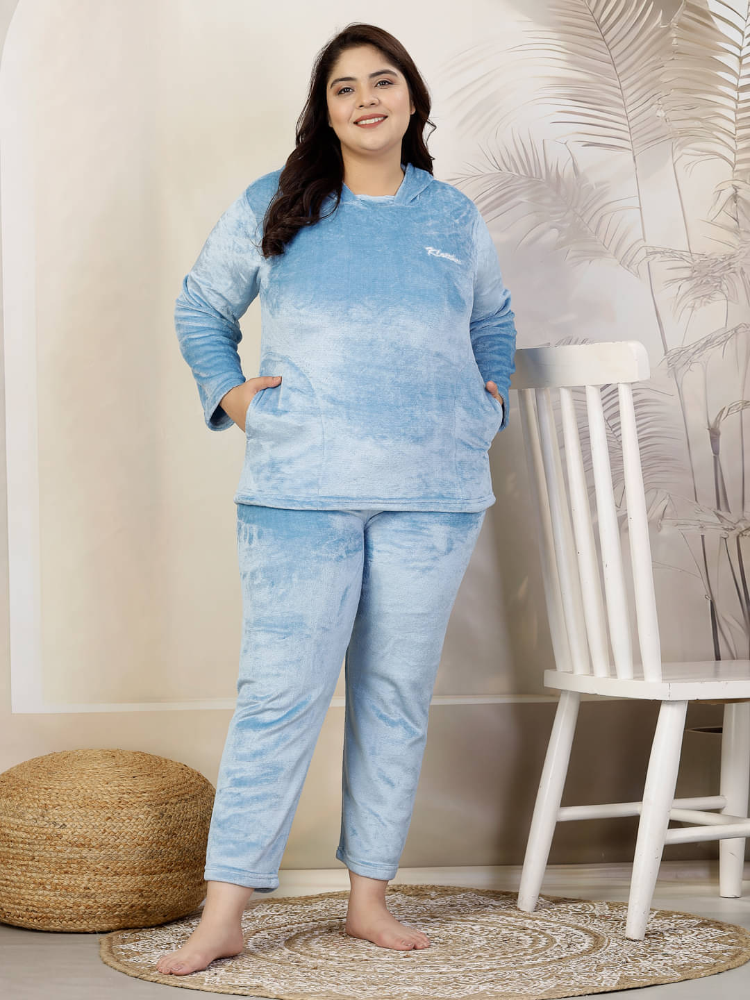 Klotthe Light Blue Woollen Women's Nightwear Nightsuit Sets ( Pack of 1 ) Klotthe Light Blue Woollen Women's Nightwear Nightsuit Sets ( Pack of 1 )