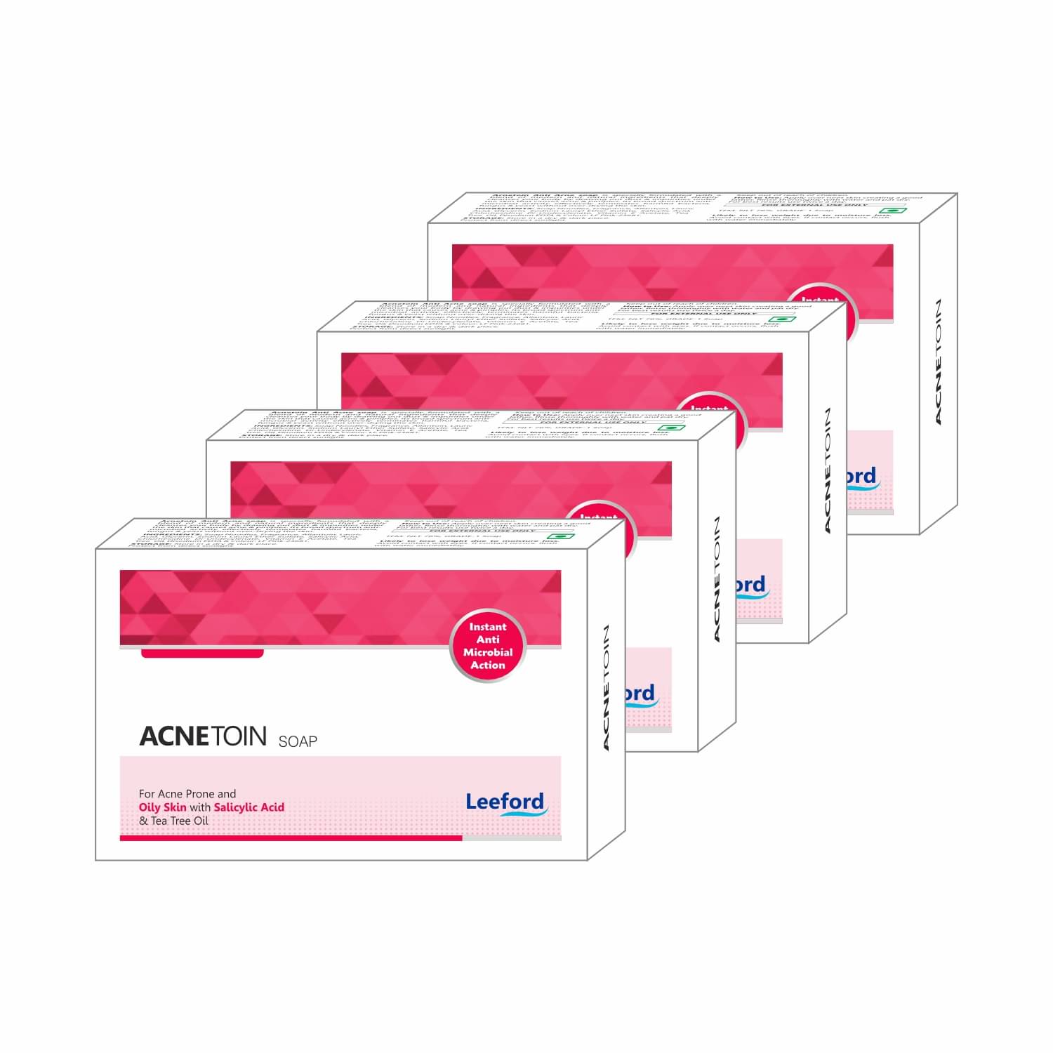     			Leeford Acnetoin Bathing Soap - Enriched with Tea Tree Oil & Vitamin E (75g, Pack of 4)