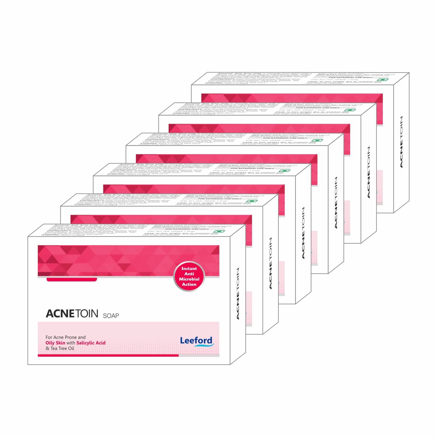     			Leeford Acnetoin Bathing Soap - Enriched with Tea Tree Oil & Vitamin E, 75g Each (Pack of 6)