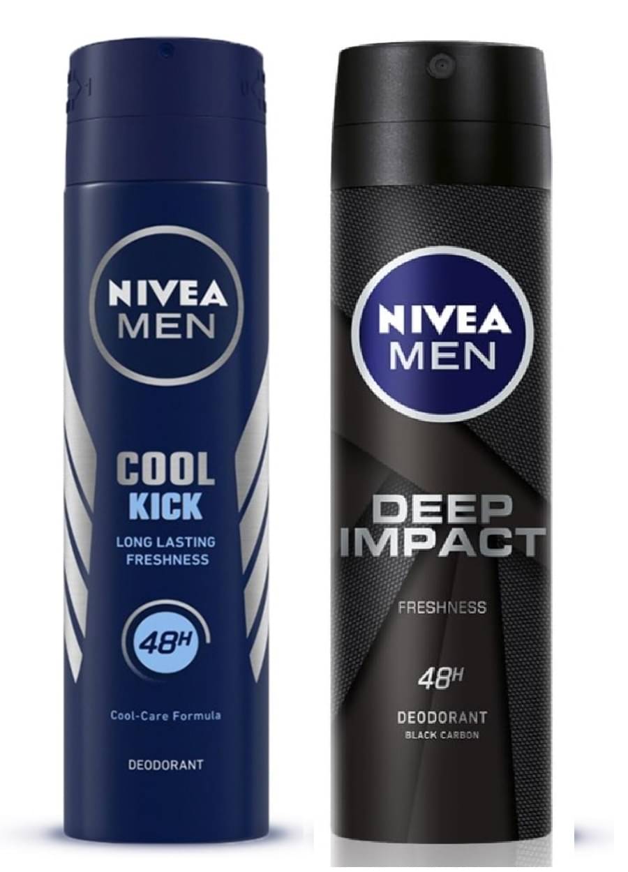Nivea Cool Kick&Deep Impact Deodorant ,150 ml Deodorant Spray for Men,Women,Unisex 300 ml ( Pack of 2 ) Nivea Cool Kick&Deep Impact Deodorant ,150 ml Deodorant Spray for Men,Women,Unisex 300 ml ( Pack of 2 )