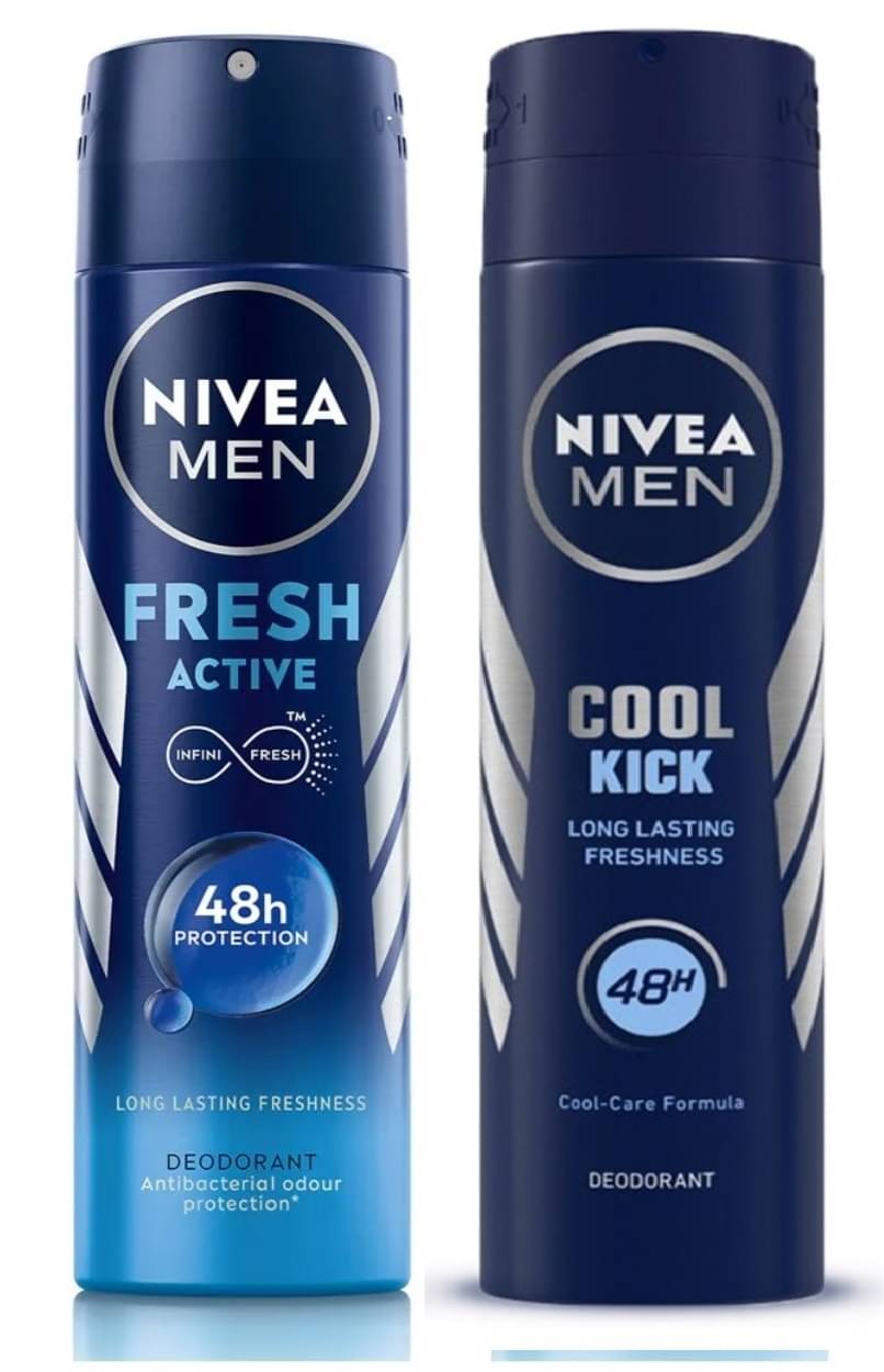 Nivea Cool Kick&Fresh Active, 150 ml each Deodorant Spray for Men,Women,Unisex 300 ml ( Pack of 2 ) Nivea Cool Kick&Fresh Active, 150 ml each Deodorant Spray for Men,Women,Unisex 300 ml ( Pack of 2 )