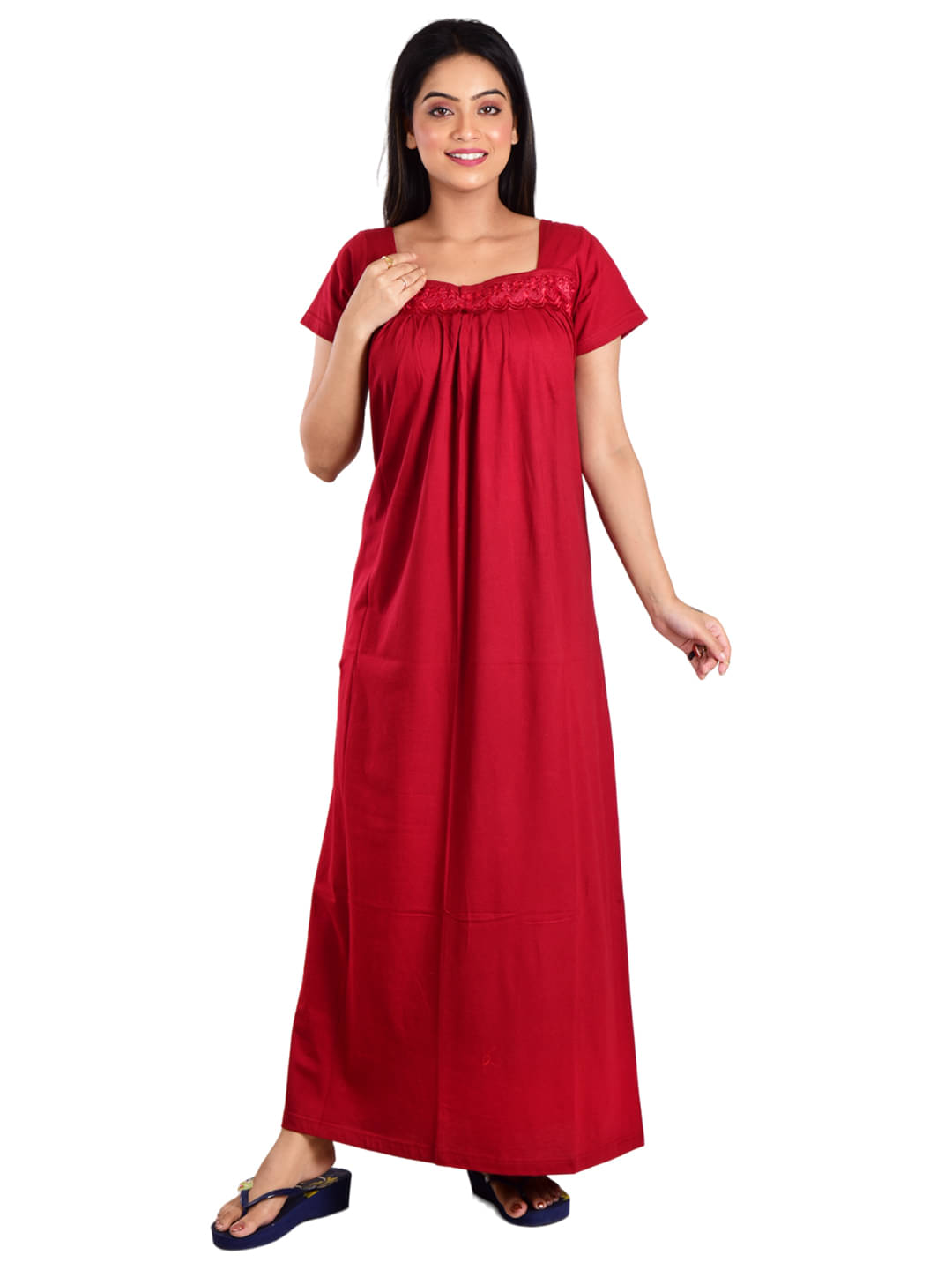     			PIYALI'S CREATION WOMEN'S Maroon Hosiery Women's Nightwear Nighty & Night Gowns ( Pack of 1 )