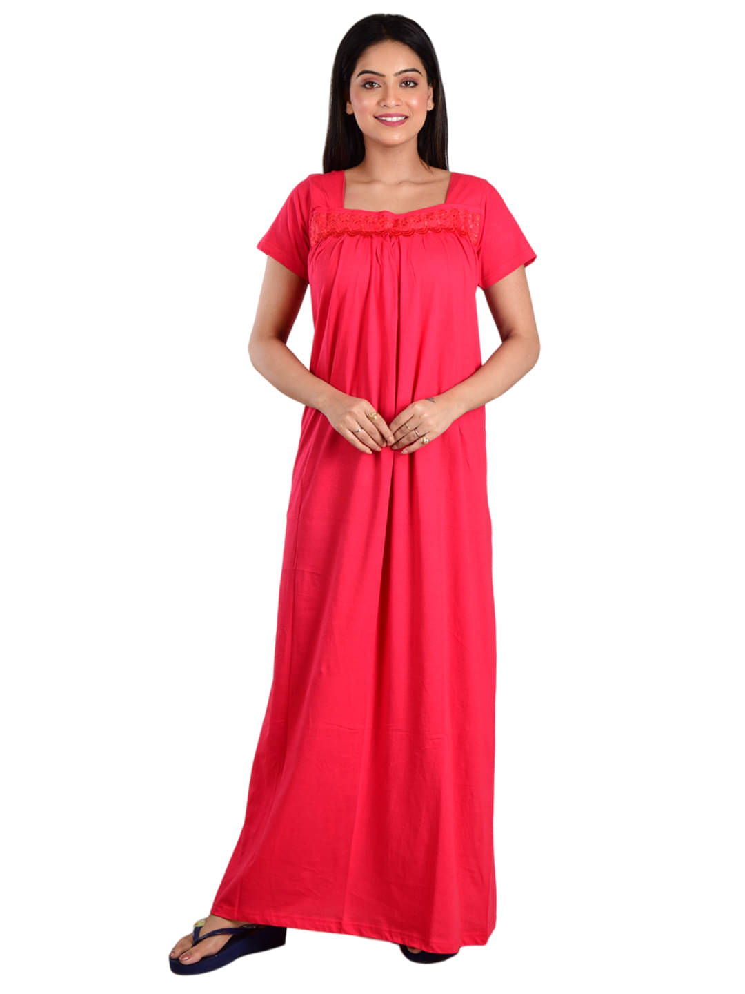 PIYALI'S CREATION WOMEN'S Red Hosiery Women's Nightwear Nighty & Night Gowns ( Pack of 1 ) PIYALI'S CREATION WOMEN'S Red Hosiery Women's Nightwear Nighty & Night Gowns ( Pack of 1 )