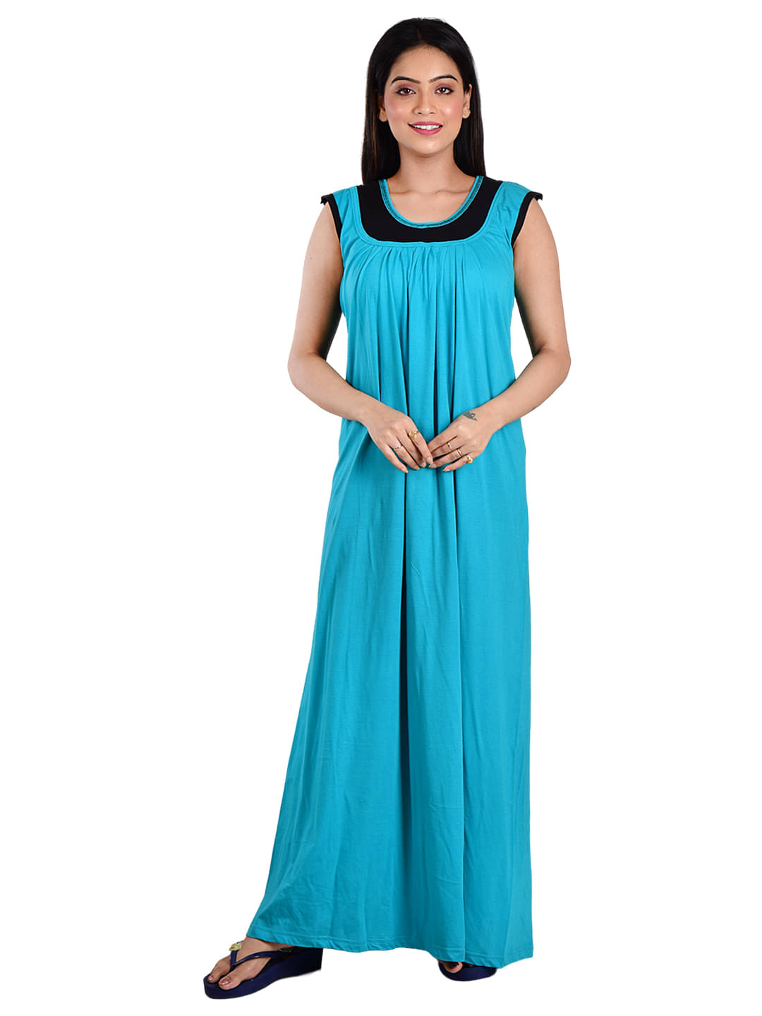 PIYALI'S CREATION WOMEN'S Blue Hosiery Women's Nightwear Nighty & Night Gowns ( Pack of 1 ) PIYALI'S CREATION WOMEN'S Blue Hosiery Women's Nightwear Nighty & Night Gowns ( Pack of 1 )