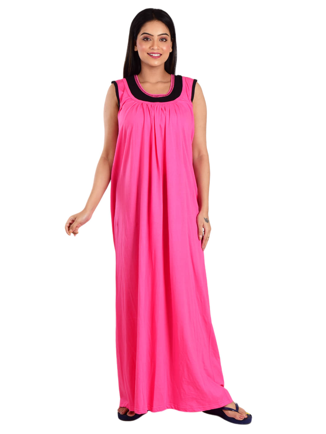 PIYALI'S CREATION WOMEN'S Pink Hosiery Women's Nightwear Nighty & Night Gowns ( Pack of 1 ) PIYALI'S CREATION WOMEN'S Pink Hosiery Women's Nightwear Nighty & Night Gowns ( Pack of 1 )
