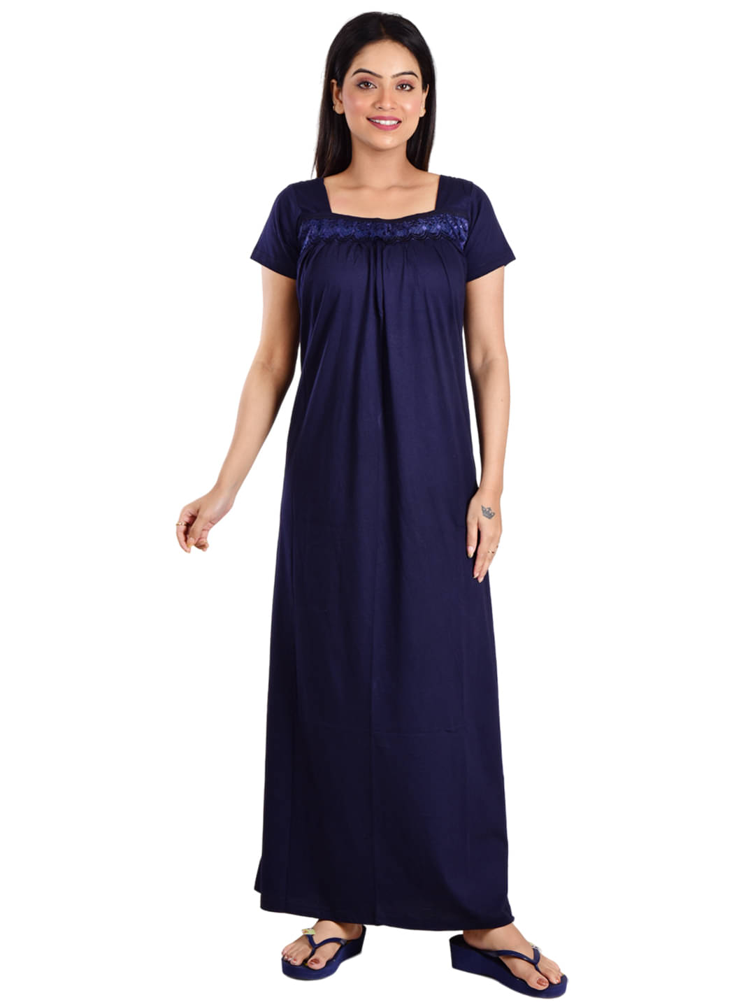     			PIYALI'S CREATION WOMEN'S Navy Blue Hosiery Women's Nightwear Nighty & Night Gowns ( Pack of 1 )