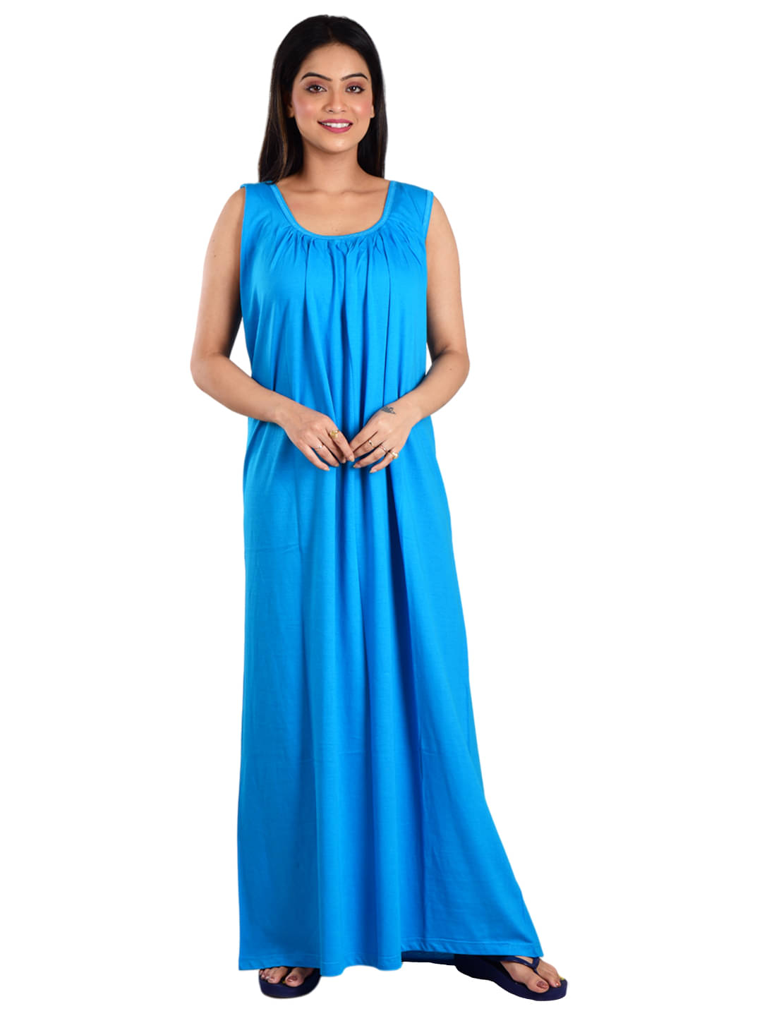 PIYALI'S CREATION WOMEN'S Blue Hosiery Women's Nightwear Nighty & Night Gowns ( Pack of 1 ) PIYALI'S CREATION WOMEN'S Blue Hosiery Women's Nightwear Nighty & Night Gowns ( Pack of 1 )