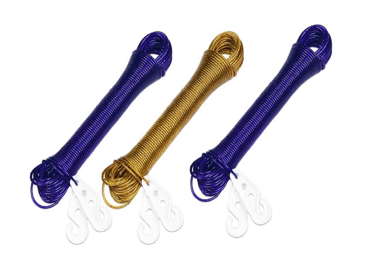 (Pack of 3) 20 Meter 3mm Multi use Anti Rust PVC Coated Stainless Steel Wire Rope for Hanging Drying Clothes , Assorted