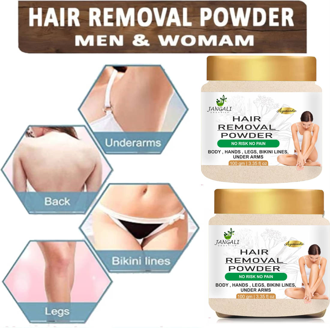     			Pure Jangali Organics Pre Wax Powder 100 gm