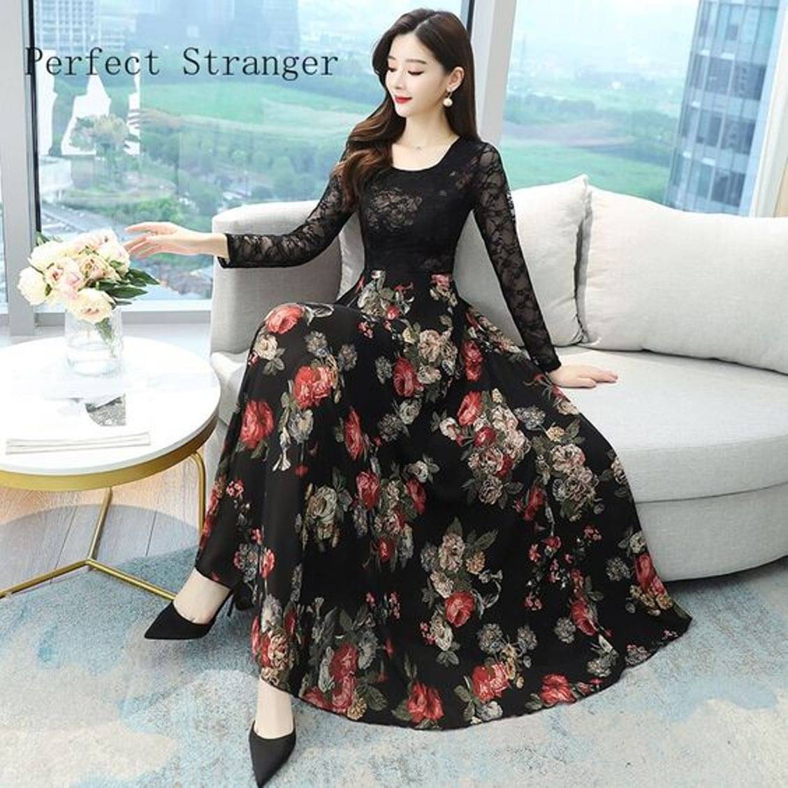 RC NEOEN Women Georgette Printed Fit & Flare Dress ( Black ) RC NEOEN Women Georgette Printed Fit & Flare Dress ( Black )