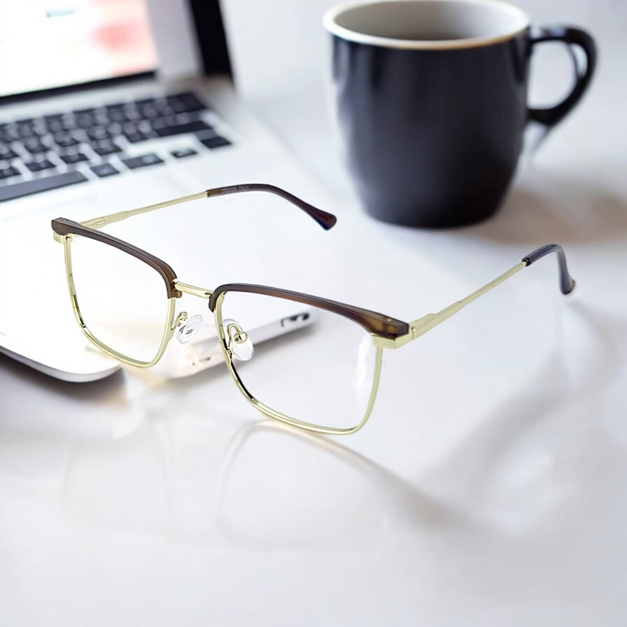 Redex Gold Rectangular Eyeglass Frame ( Pack of 1 ) Redex Gold Rectangular Eyeglass Frame ( Pack of 1 )