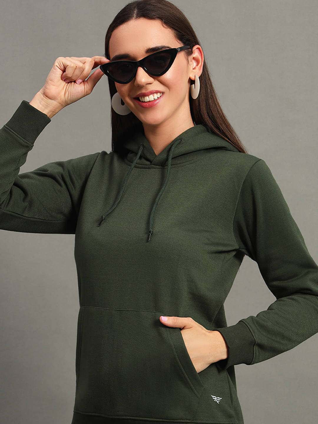     			Riss Cotton Blend Women's Hooded Sweatshirt ( Olive )