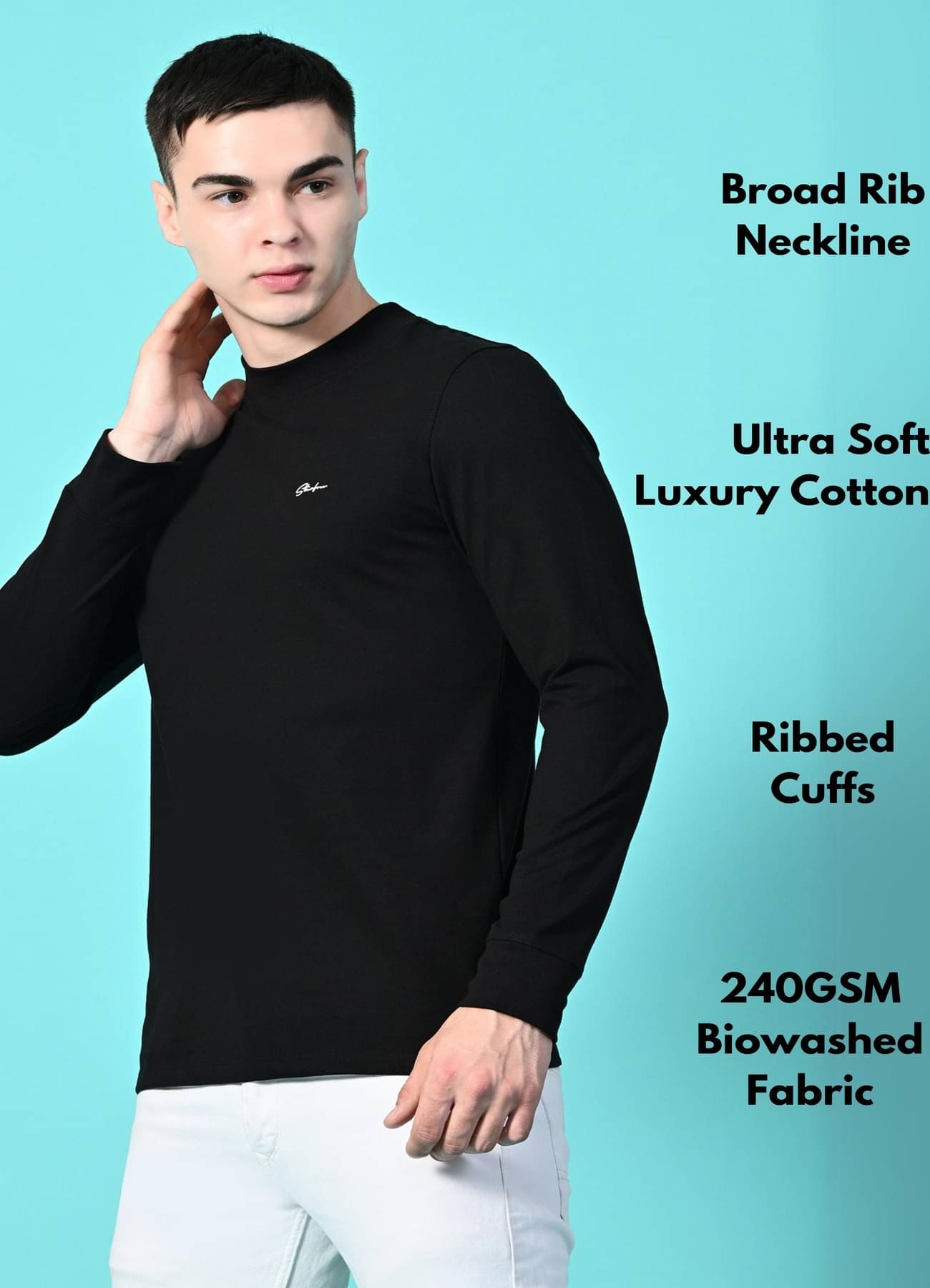     			STARFOX Pack of 1 100% Cotton Regular Fit Men's T-Shirt ( Black )