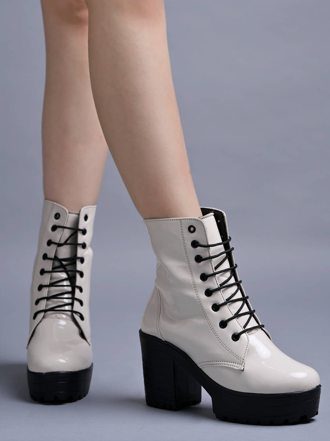     			Shoetopia Cream Women's Ankle Length Boots