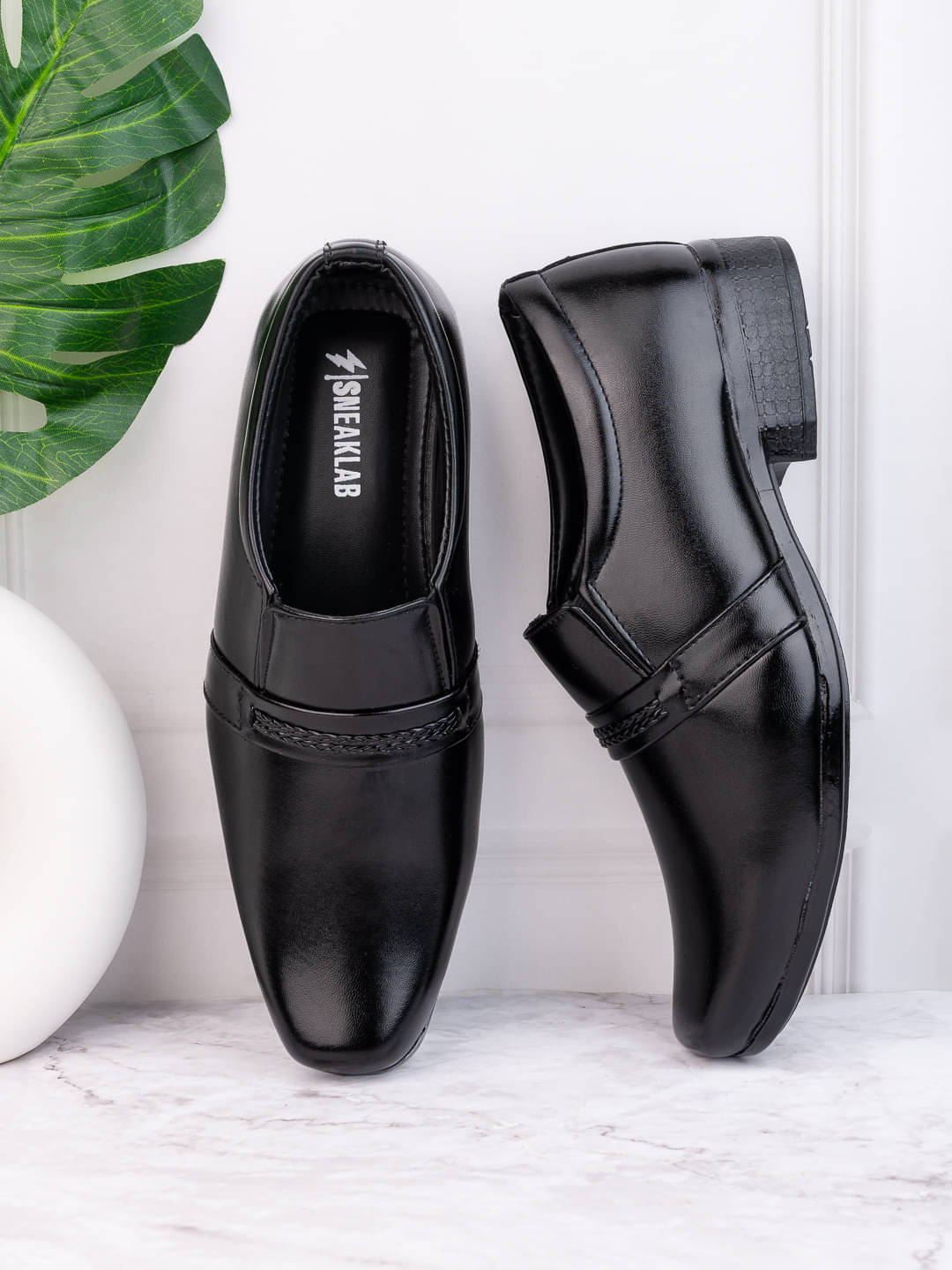     			Sneaklab Black Men's Mocassin Formal Shoes