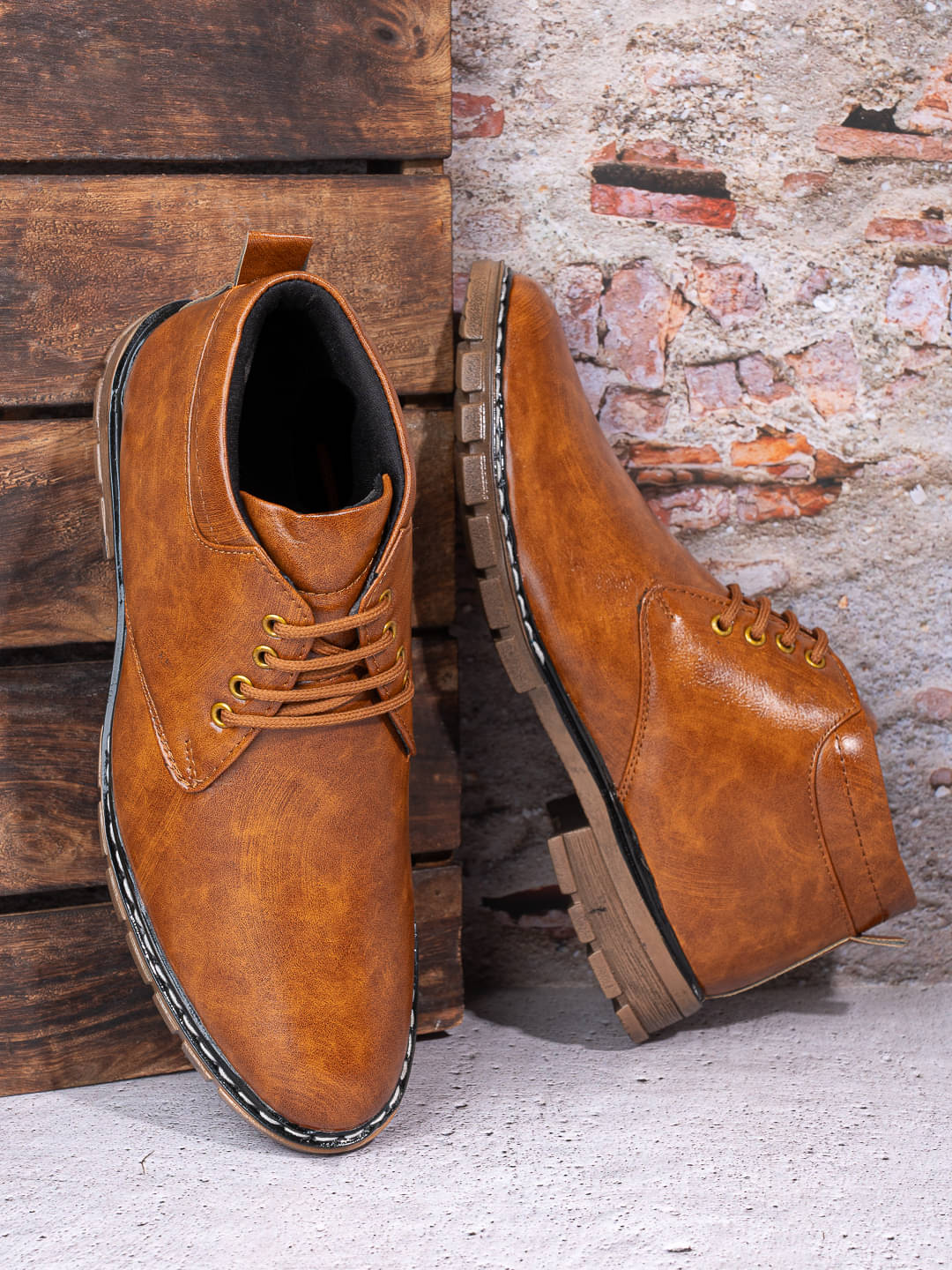     			Sneaklab Tan Men's Casual Boots