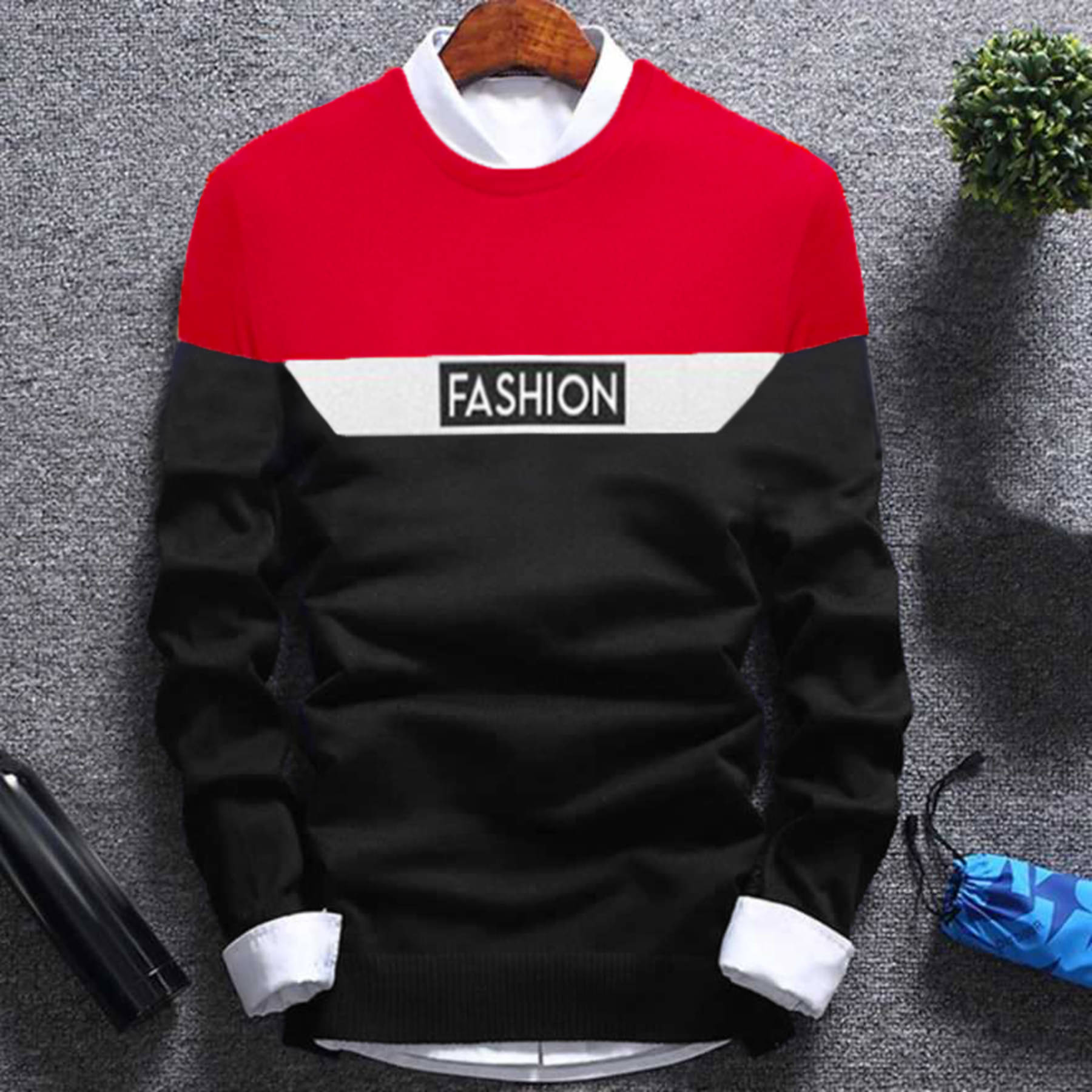     			Try This Cotton Blend Regular Fit Colorblock Full Sleeves Men's Round T-Shirt - Red ( Pack of 1 )