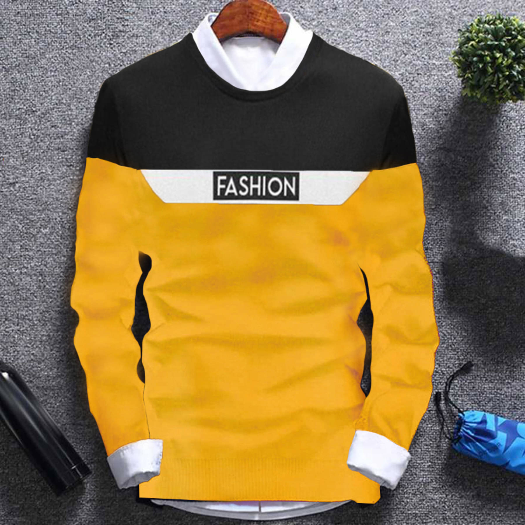 Try This Cotton Blend Regular Fit Colorblock Full Sleeves Men's Round T-Shirt - Yellow ( Pack of 1 ) Try This Cotton Blend Regular Fit Colorblock Full Sleeves Men's Round T-Shirt - Yellow ( Pack of 1 )