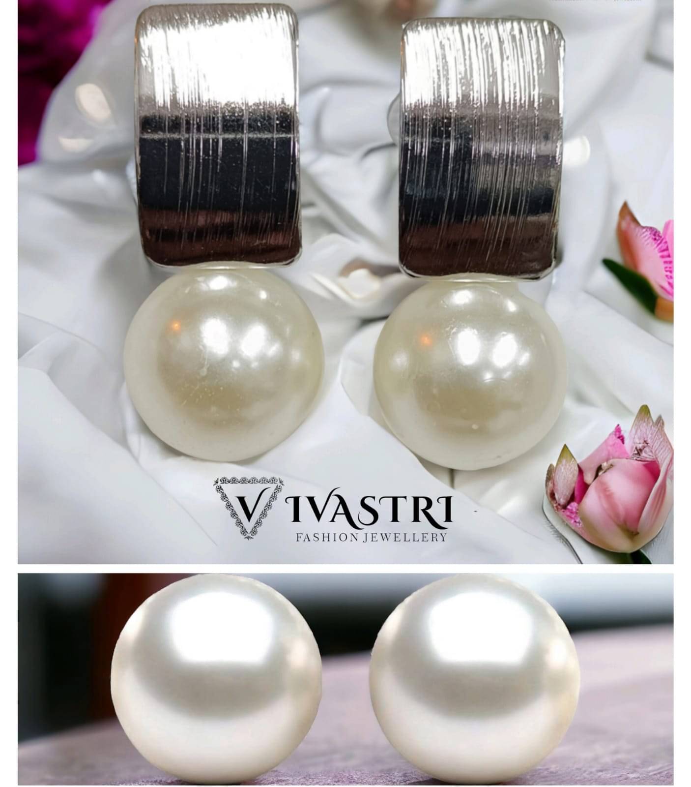     			VIVASTRI White Stud Earrings ( Pack of 2 )