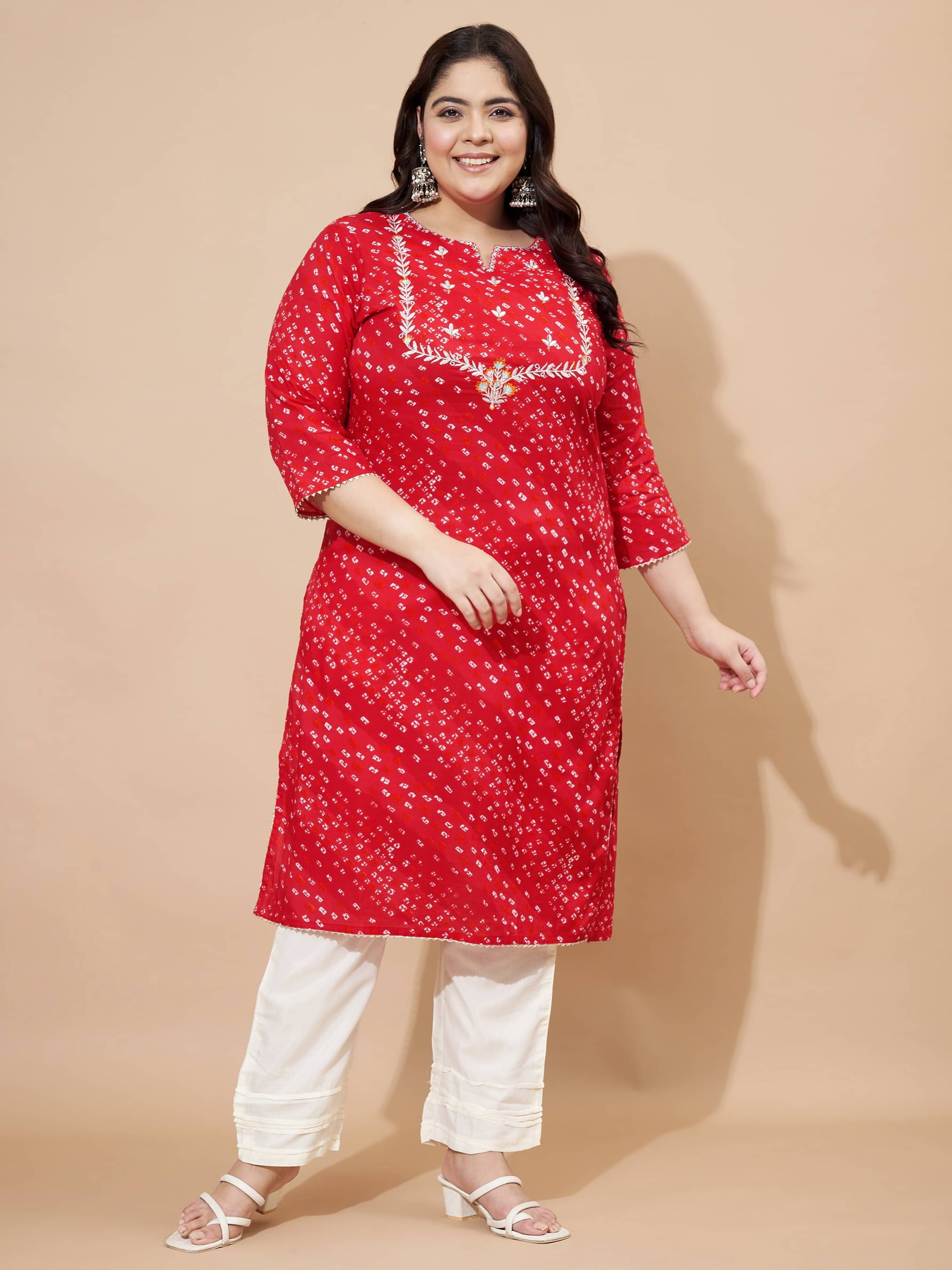     			Vbuyz Cotton Blend Printed Straight Women's Kurti - Pink ( Pack of 1 )