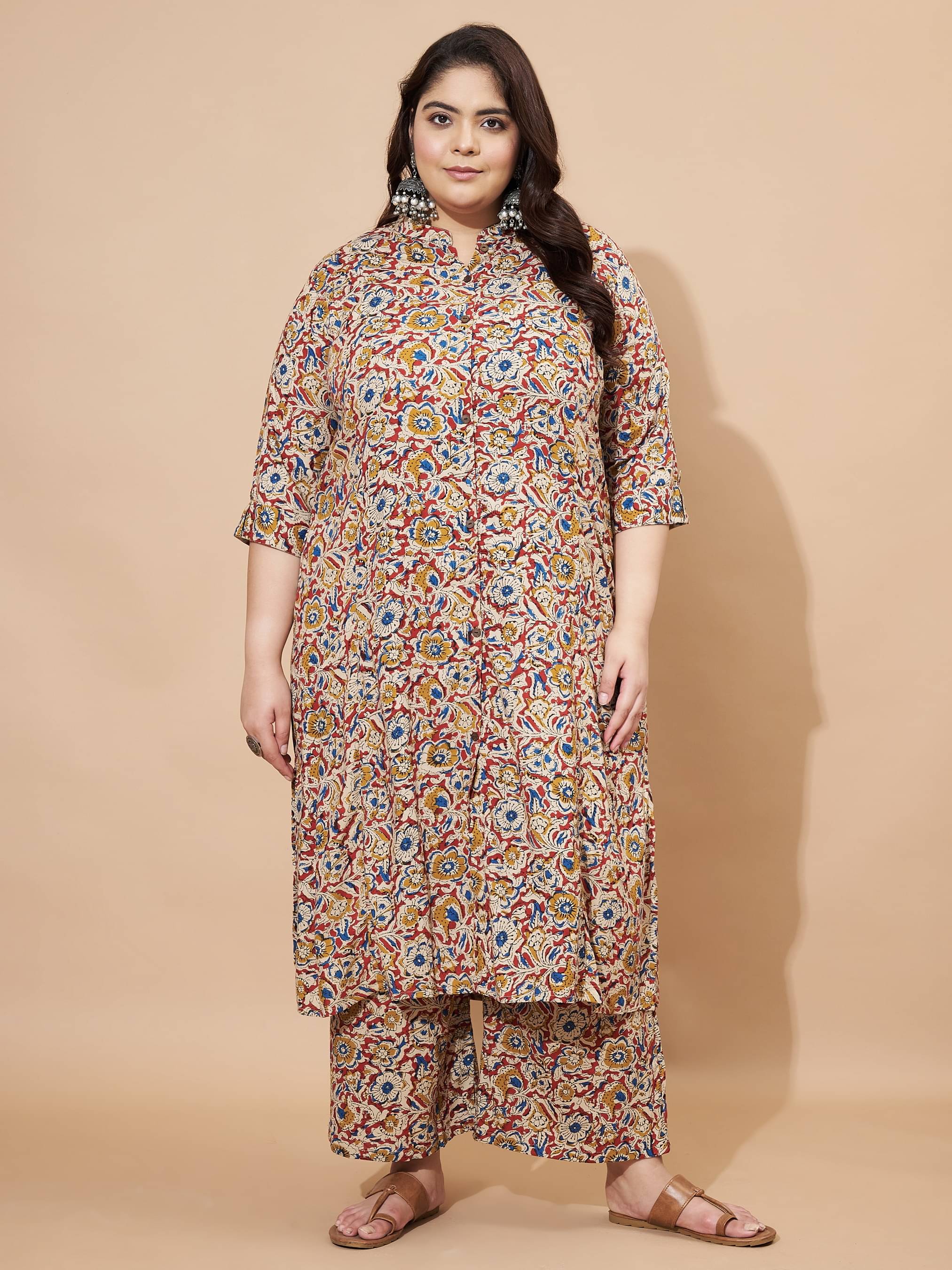     			Vbuyz Women Printed Straight Kurti With Palazzo ( Red )