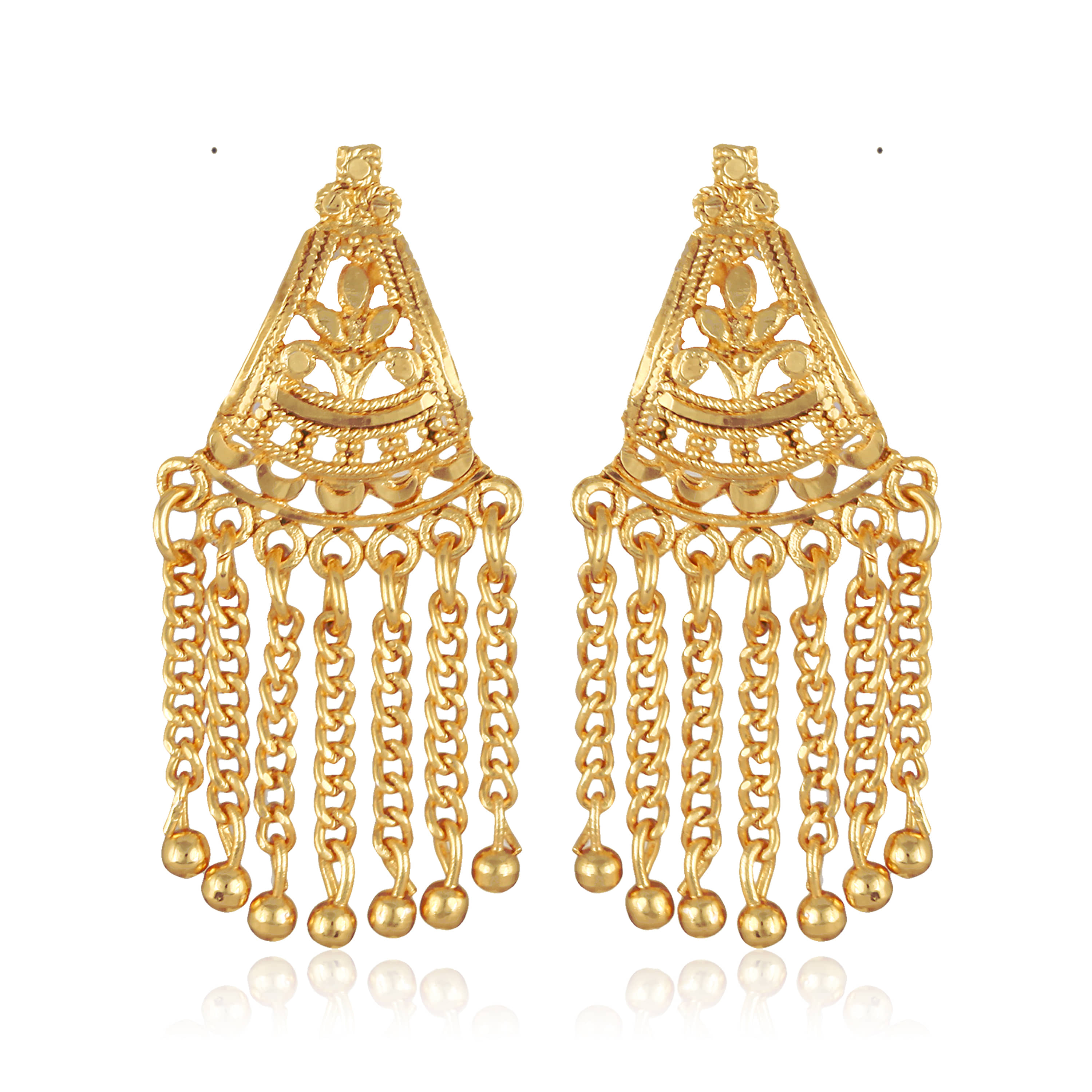 Vighnaharta Golden Danglers Earrings ( Pack of 1 ) - Earrings | Buy online on ZillyBuy