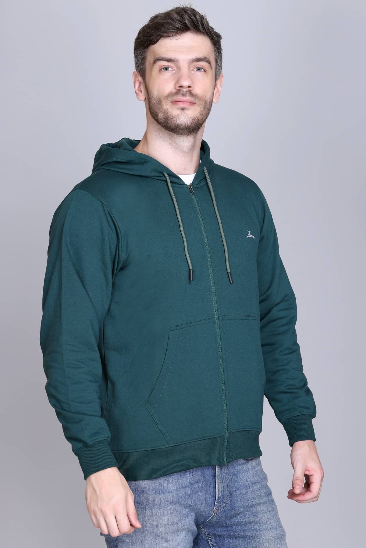     			Zeffit Polyester Blend Hooded Men's Sweatshirt - Green ( Pack of 1 )