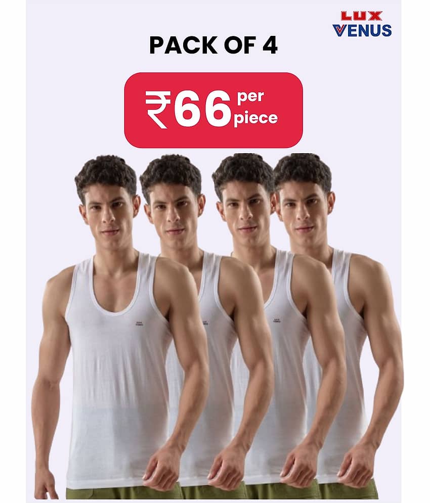 lux venus Pack of 4 Cotton Undershirt For Men ( White ) - Nightwear & Loungewear | Buy online on ZillyBuy