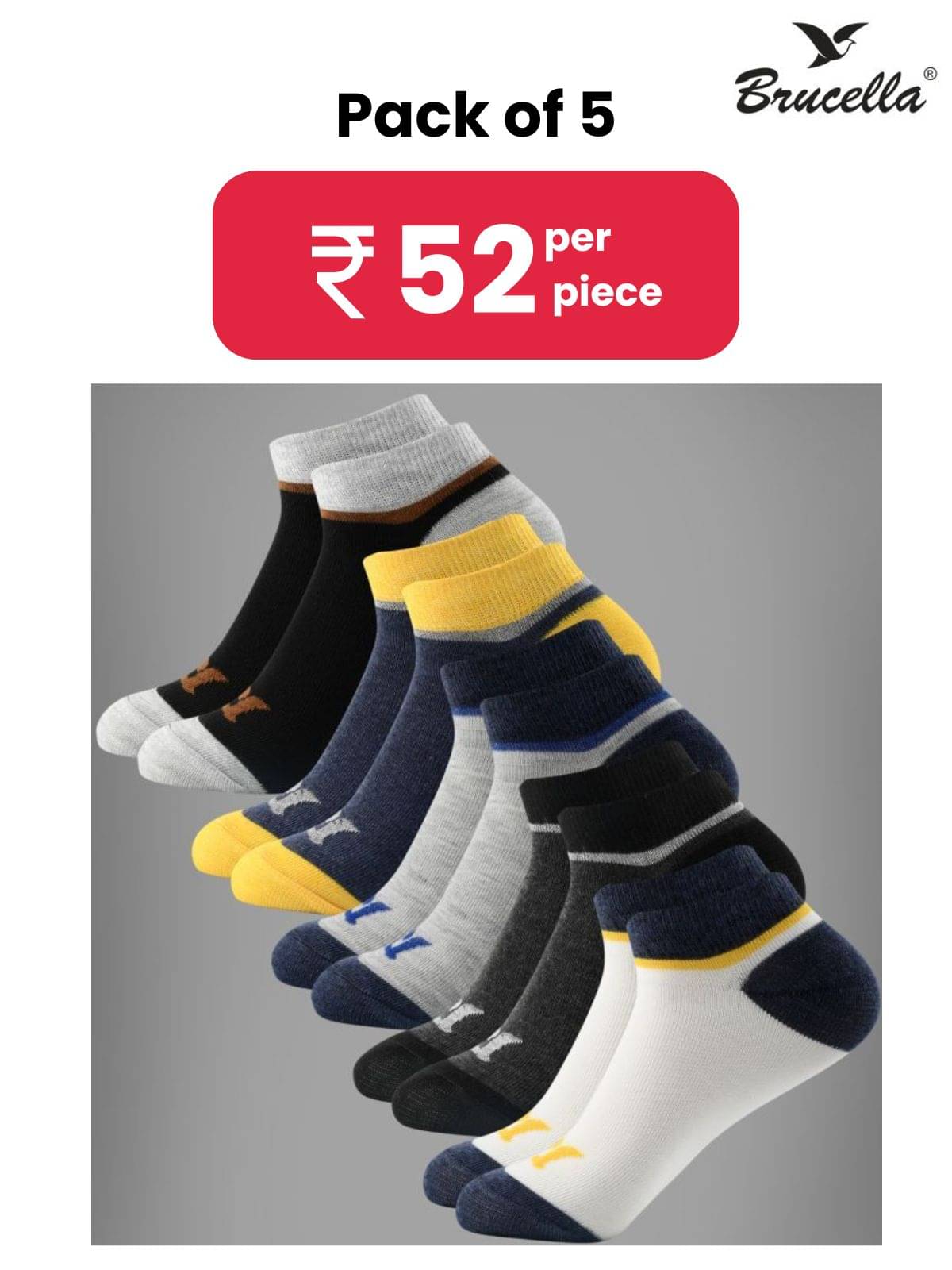 Brucella Blended Men's Solid Multicolor Ankle Length Socks ( Pack of 5 ) Brucella Blended Men's Solid Multicolor Ankle Length Socks ( Pack of 5 )