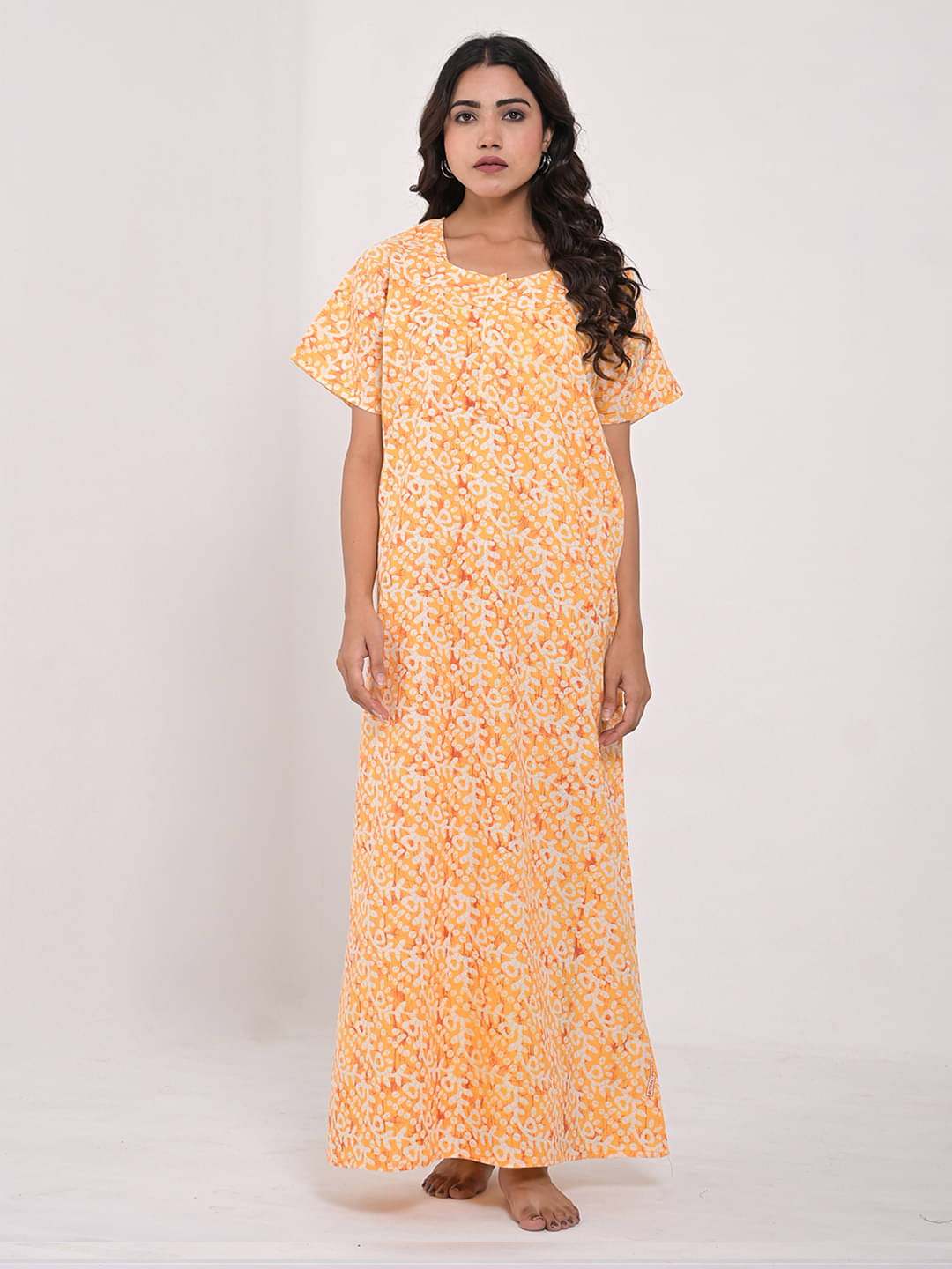 Anjaneya Creations Yellow Cotton Women's Nightwear Nighty & Night Gowns ( Pack of 1 ) Anjaneya Creations Yellow Cotton Women's Nightwear Nighty & Night Gowns ( Pack of 1 )