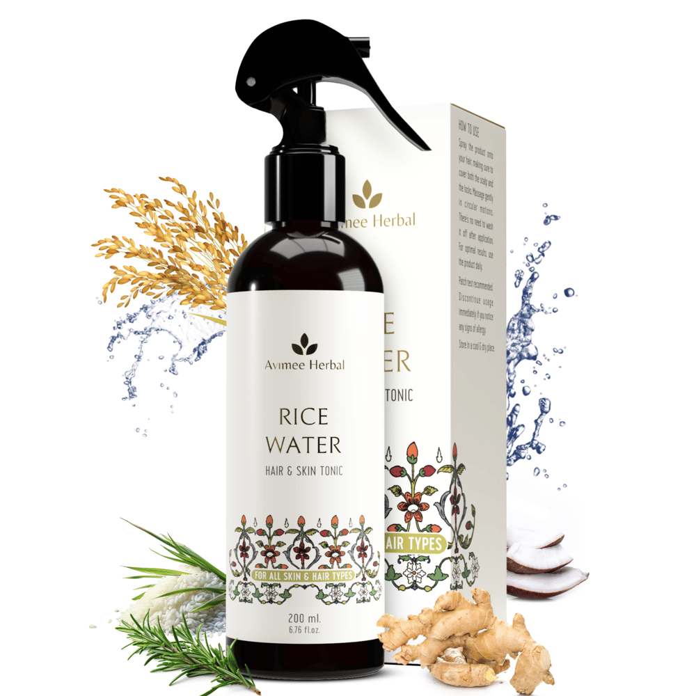 Avimee Herbal Rice Water Spray For Stronger, Shinier Hair & Reduced Hair Fall 200ml, (Pack of 1)
