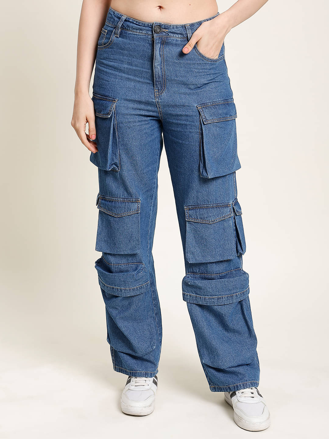     			Bene Kleed Women Classic Straight Fit High-Rise Highly Distressed Light Fade Jeans