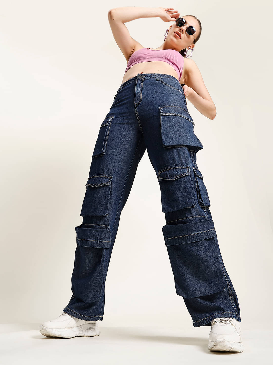     			Bene Kleed Women Classic Straight Fit High-Rise Low Distress Light Fade Jeans